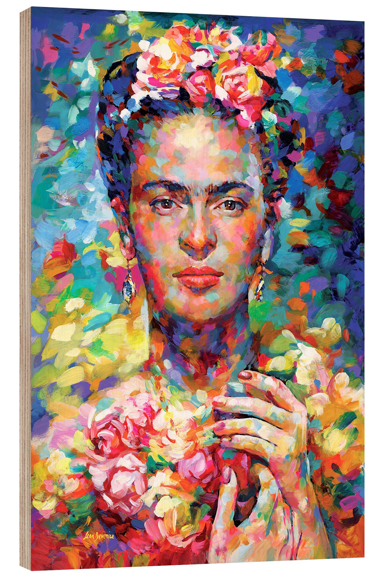 Posterlounge Wandbild Frida Kahlo Farbenfroh, Leon Devenice, erhältlich als Poster, Leinwandbild, Wandsticker oder Acrylglasbild