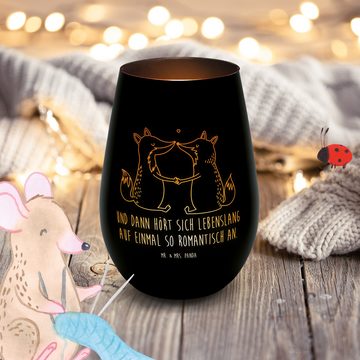 Mr. & Mrs. Panda Windlicht Füchse Liebe - Schwarz - Geschenk, Windlicht aus Glas, Windlicht, Ehe (1 St), Inklusive Teelicht