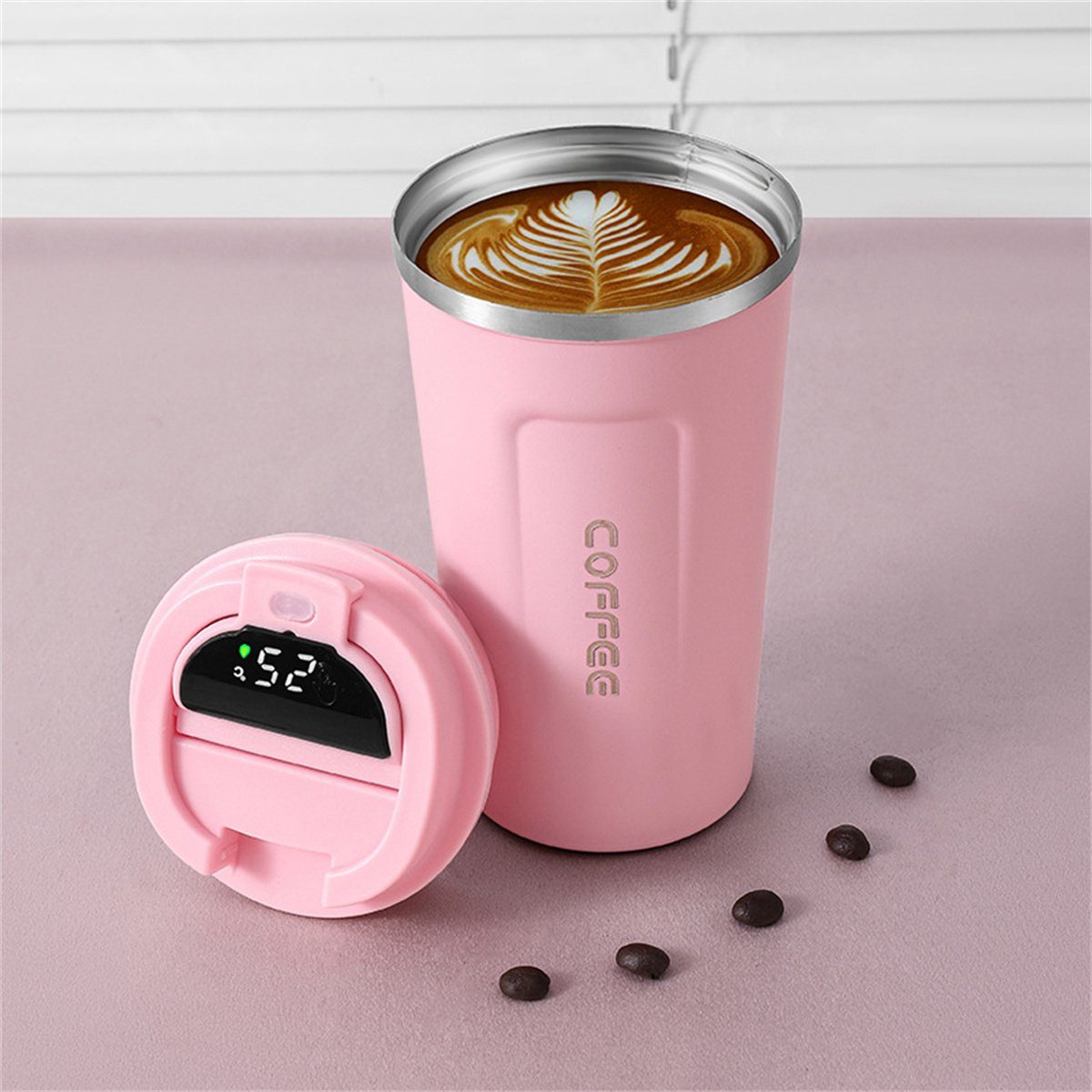 carefully selected Thermobecher Intelligente Rosa Autokaffeetasse Temperaturmessung der und Isolierung