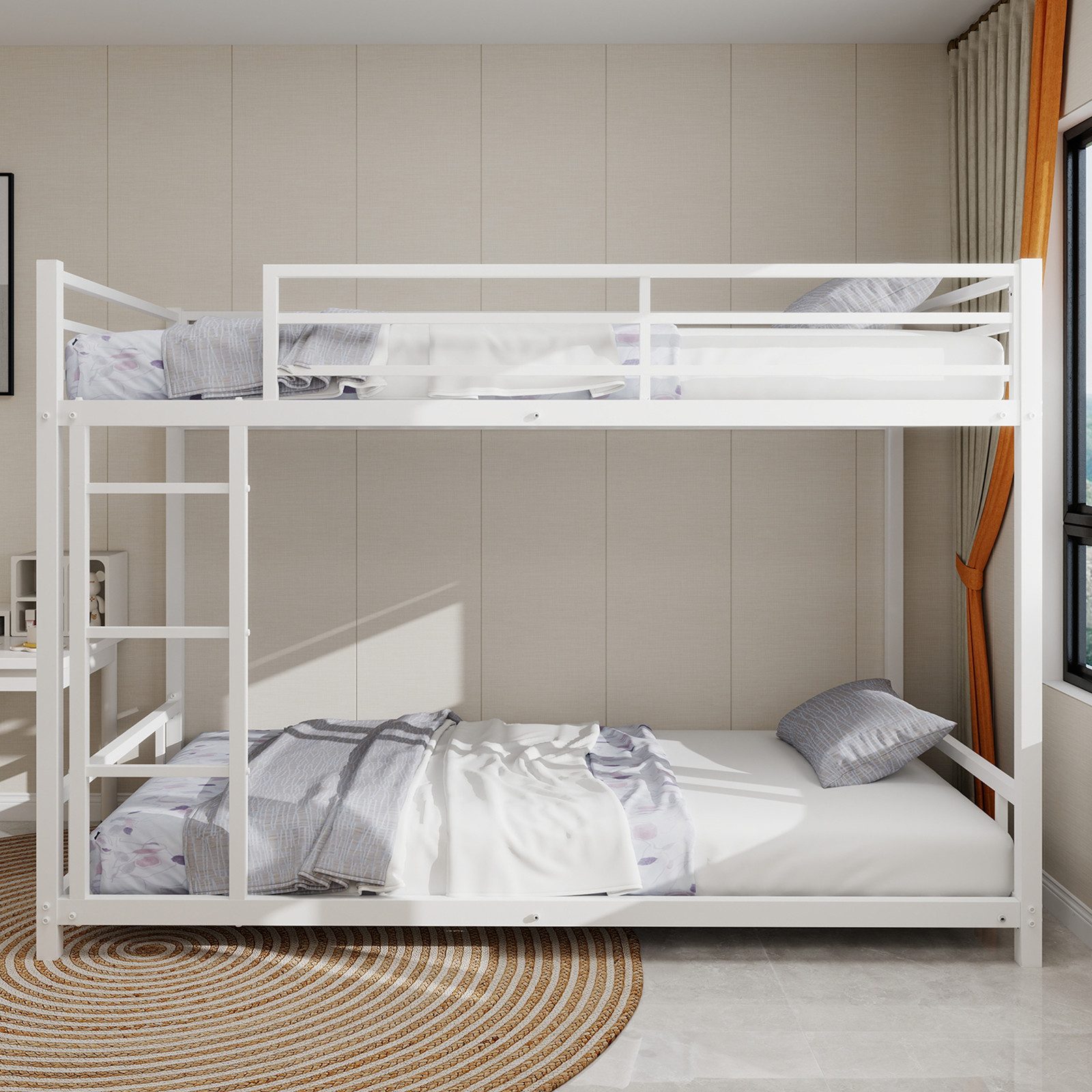 ANYSUN Etagenbett Etagenbett 2 Kinder, Belastbarkeit 200 KG! Metallbett, Stockbett, Kinderbett mit Leiter