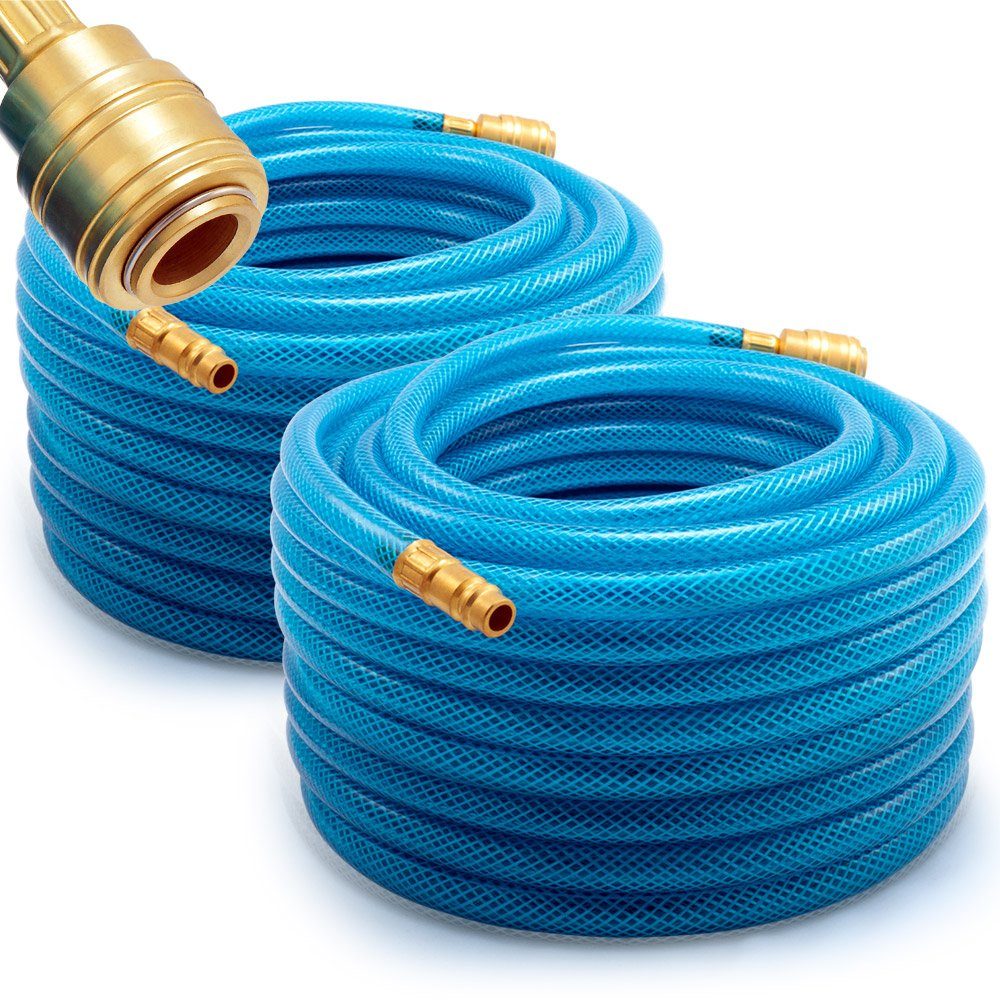 Deuba Компрессоры-Set, 2x Druckluftschlauch 20m PVC Schnellkupplung 15 bar 1/4" Anschluss Ø