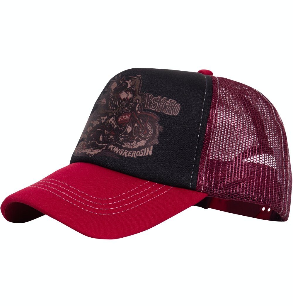KingKerosin Trucker Cap Moto Psycho mit wattierter Front und Motiv-Print