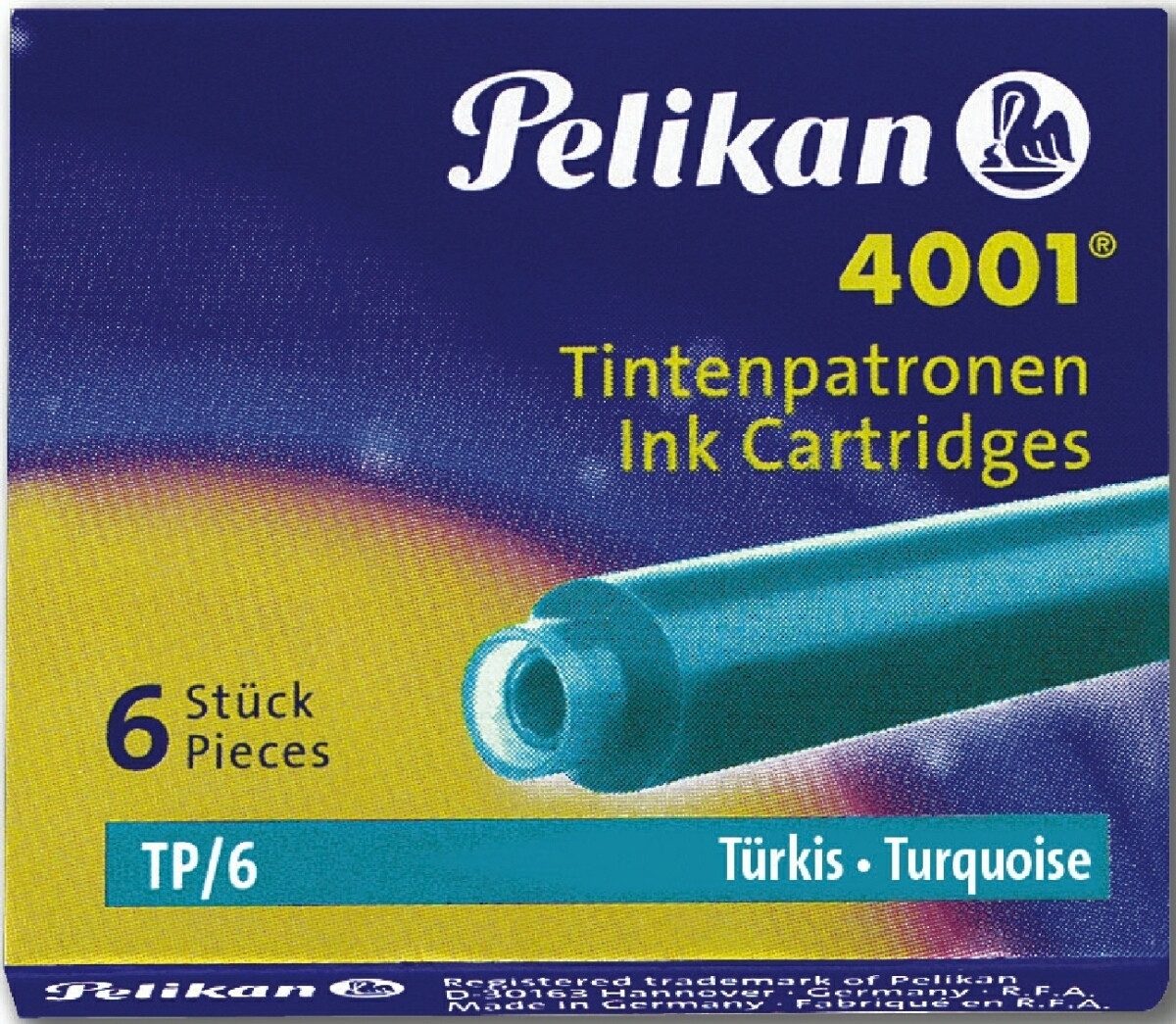 Füllhalter Tintenpatrone 4001 türkis VE=6 Stück.