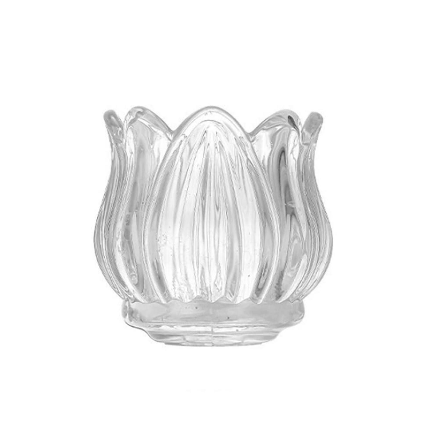 LuxusKollektion Teelichthalter Kerzenhalter Glas Blumenform Transparent (1 St)