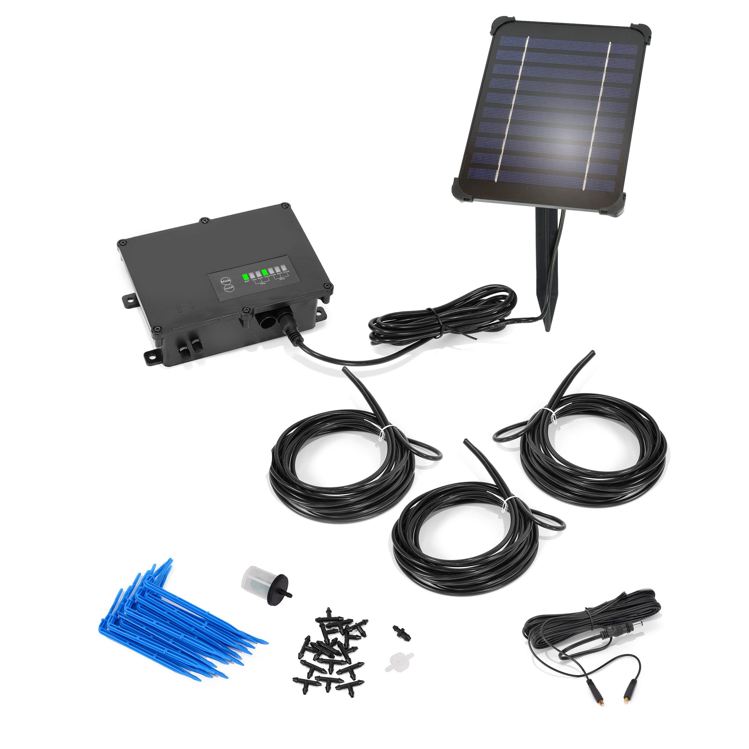 esotec Bewässerungssystem automatische Bewässerung Solar mit 15 Pfeiltropfer outdoor 101102, (Komplettset)
