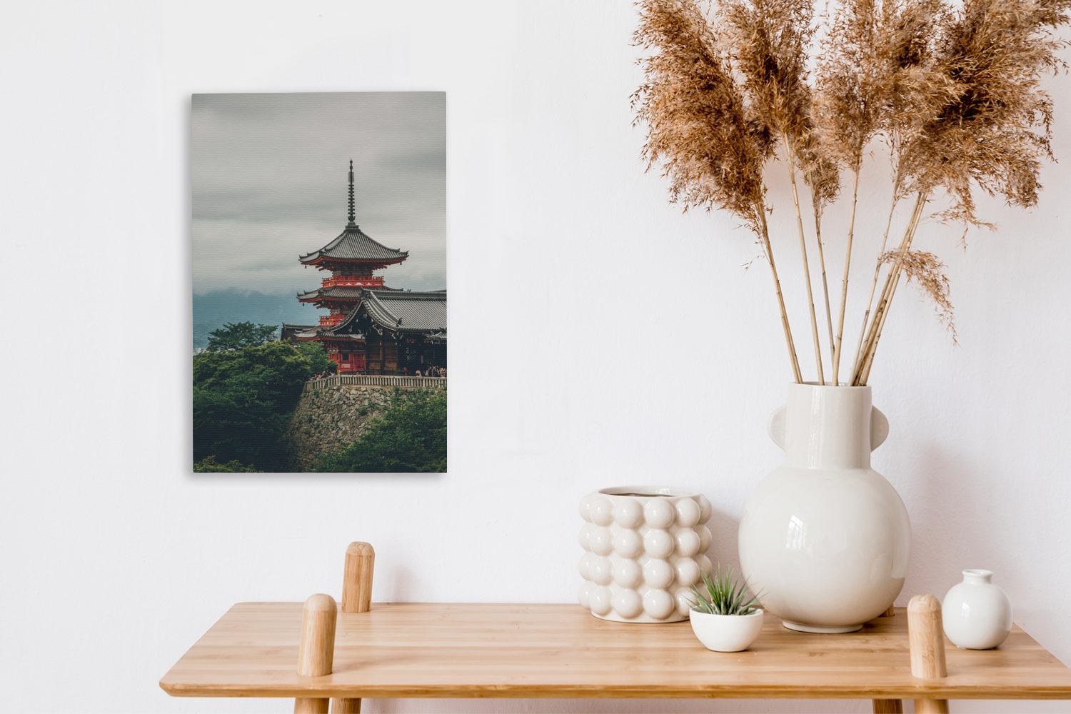 bespannt - cm OneMillionCanvasses® Leinwandbild Gemälde, Japan fertig (1 20x30 Schloss St), - Zackenaufhänger, Leinwandbild Architektur, inkl.