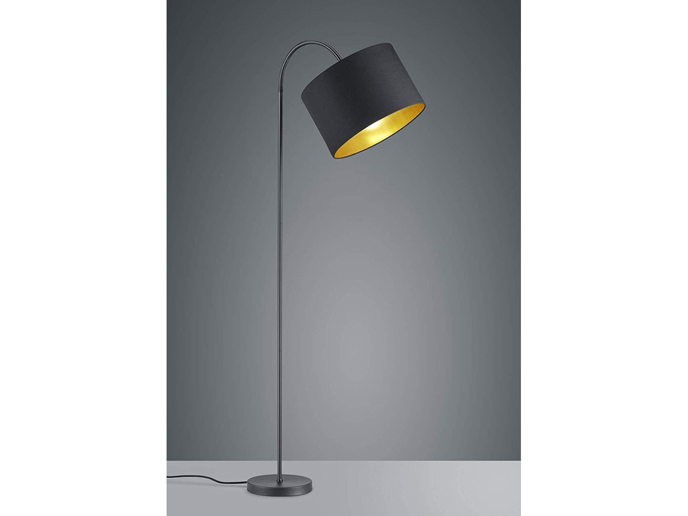 meineWunschleuchte LED Stehlampe, Designer Bauhaus Lampe, Lampenschirme  Stoff, Schwarz Gold, Große Steh-Leuchte, mit Fuß-Schalter und Flex-Gelenk  online kaufen | OTTO