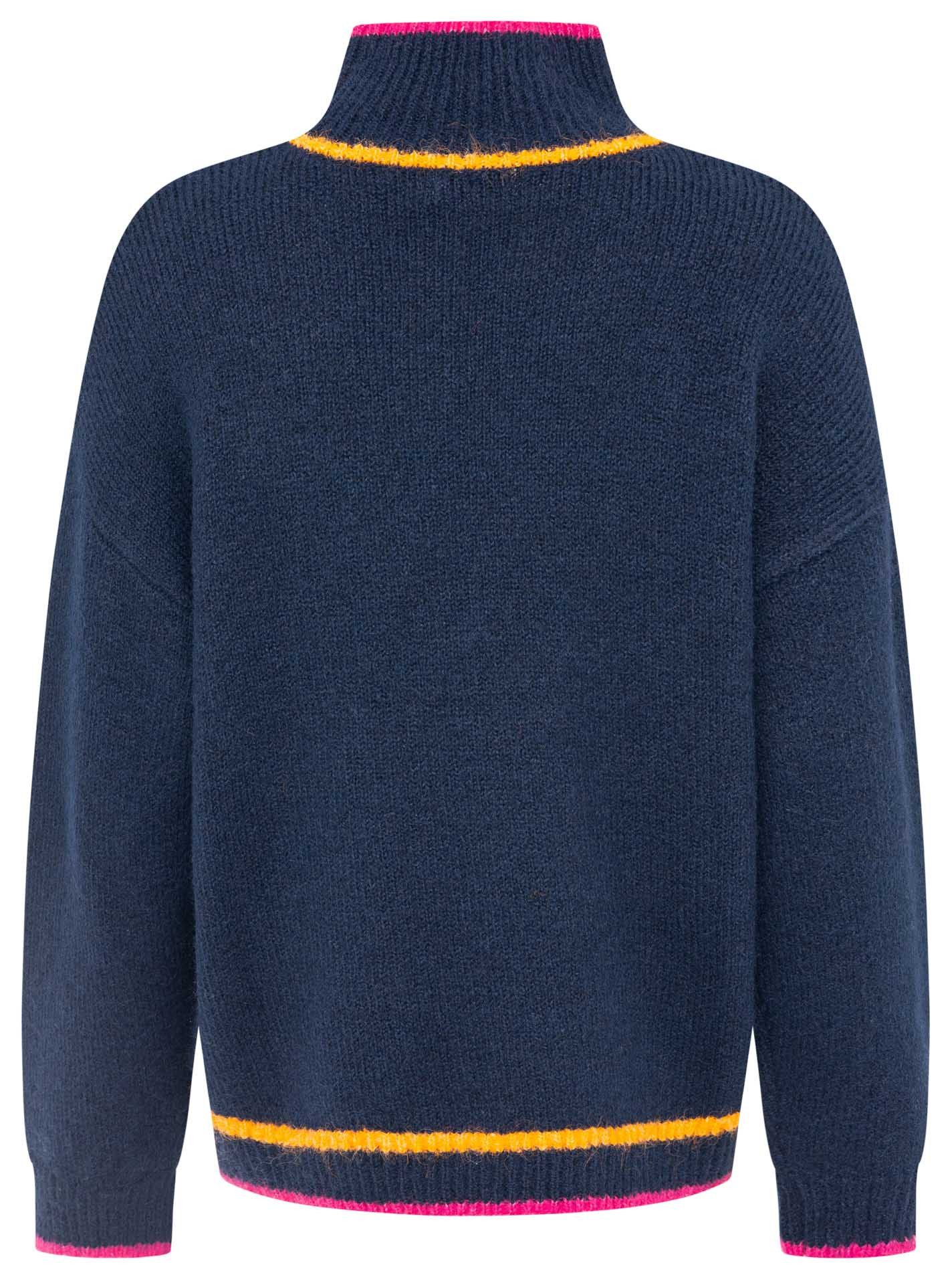 Zwillingsherz Stehkragenpullover "Heart" mit Herz und farbigen Streifen, hoher Kragen, oversize – Bild 3 von 5