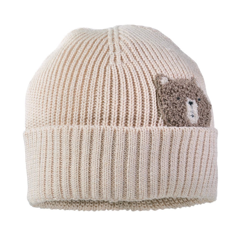 MAXIMO Strickmütze MINI-Beanie, Bär, Umschlag Frotteestickerei, günstig online kaufen