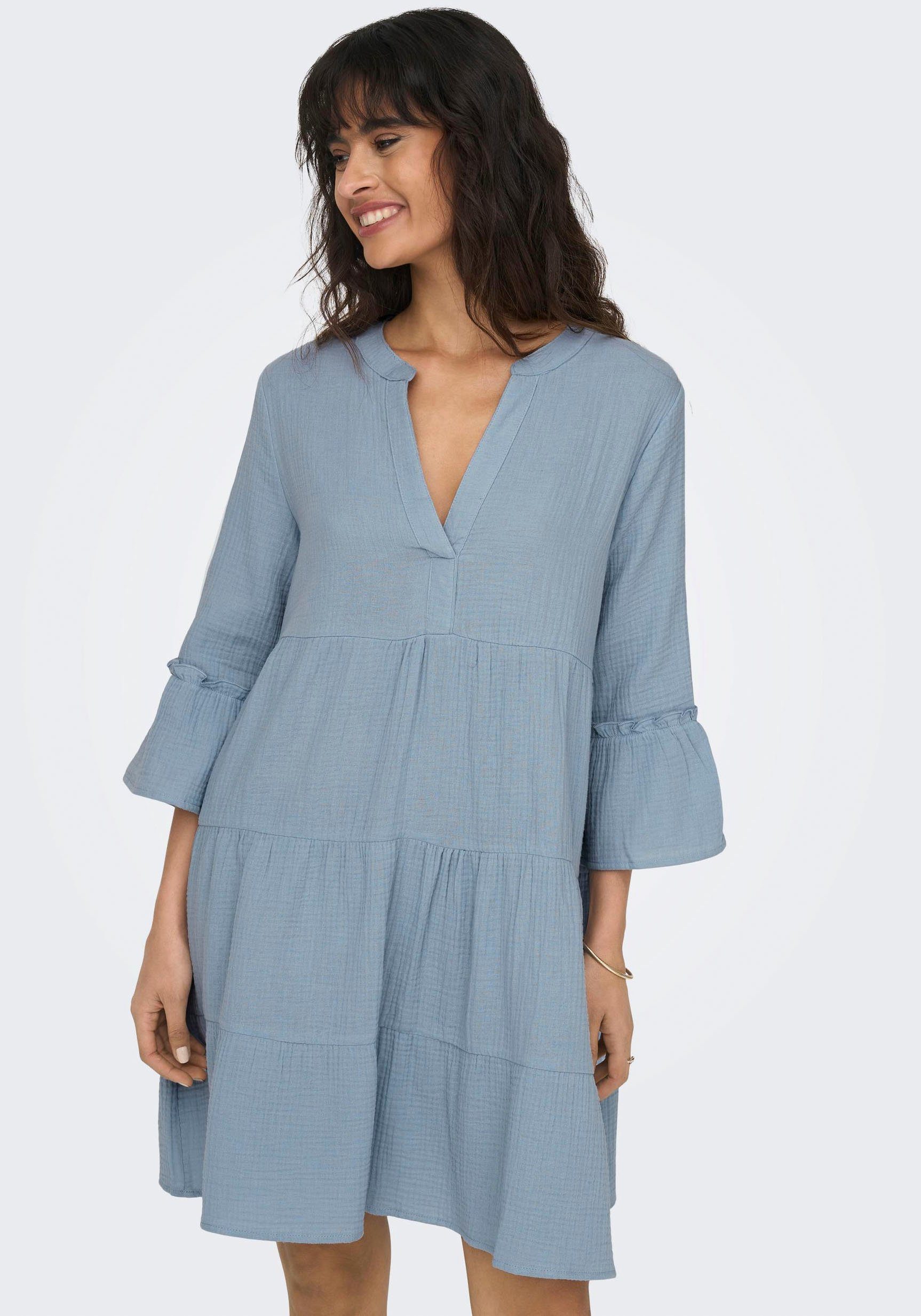 ONLY Tunikakleid ONLTHYRA PEPLON DRESS NOOS WVN mit Volant im Tunika Style Blue Blizzard | Sommerkleider