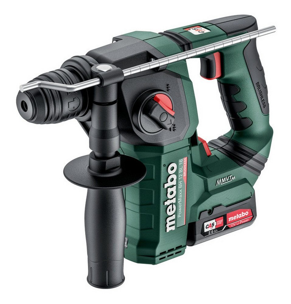 metabo Akku-Kombibohrhammer PowerMaxx BH 12 BL 16, 12 V, max. 730 U/min, Hammer 2 x 2 Ah Li-Ion in metaBOX