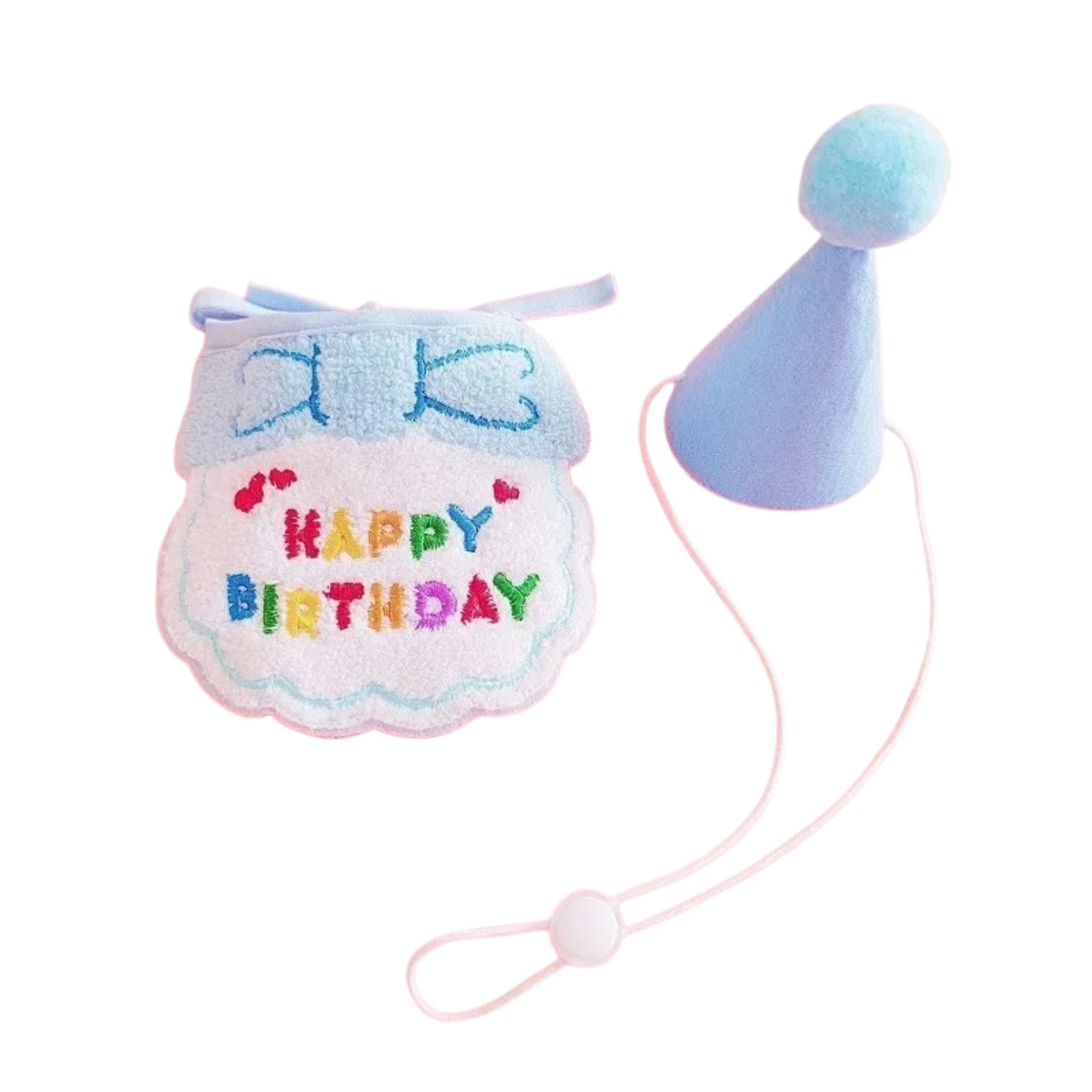 FLOCKI Pets™ Hundepullover Süßes Haustier Geburtstags-Set mit Hut & Lätzchen – Hund & Katze, Hunde & Katzen Geburtstagsfeier, niedlicher Hut & Lätzchen