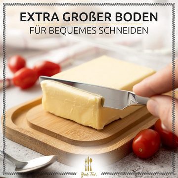 your Fav . Butterdose Your Fav . Premium Butterdose aus Glas Deckel mit nachhaltigem Bambus für 250g Butter - Hochwertiger Butterbehälter - Glas mit Decke - Butter Dish aus Borosilikatglas mit Bambus Holz Deckel, Glas und Bambus