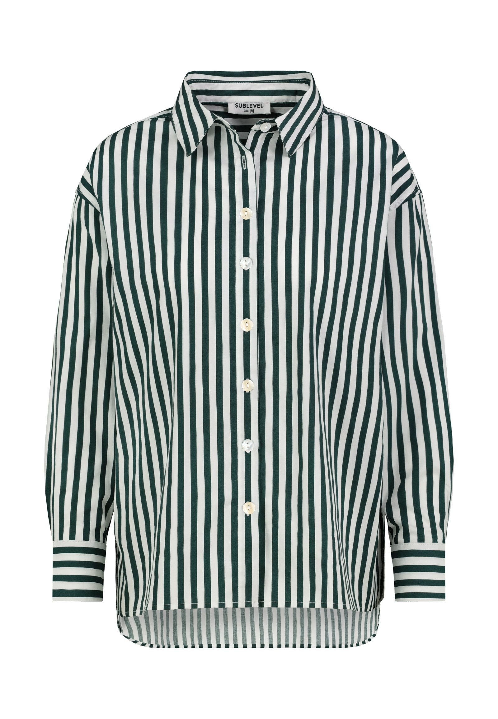 SUBLEVEL Langarmbluse Damen Bluse gestreift Hemdbluse, überschnittene Schul günstig online kaufen