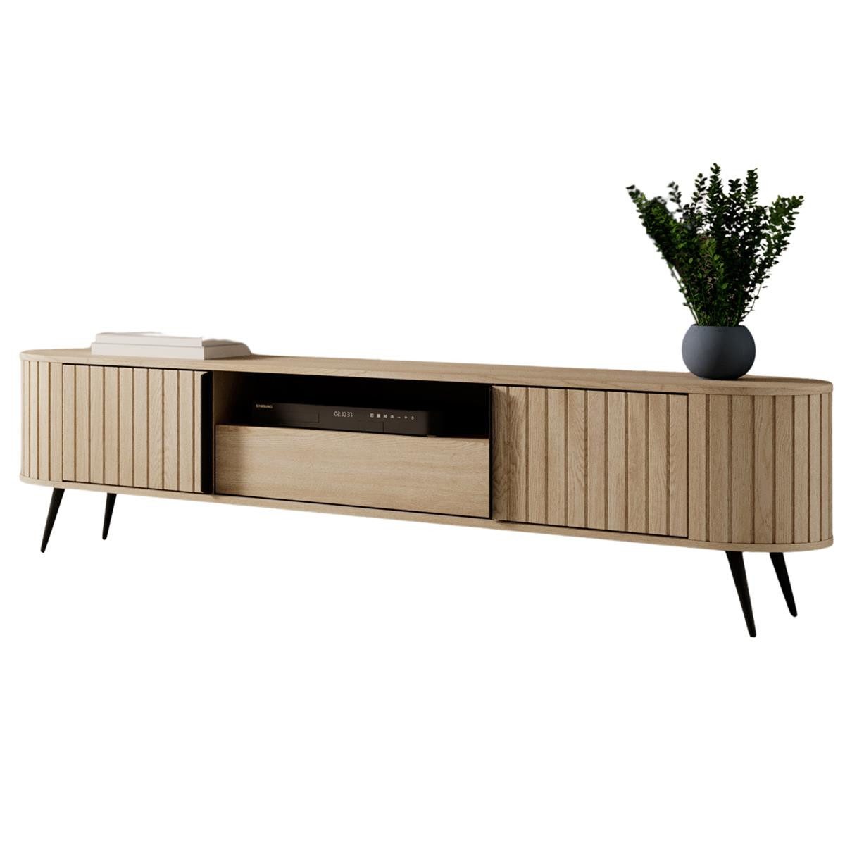 Compleo TV-Schrank 196 cm breit, Lowboard eiche cremona, Japandi Stil KAMA günstig online kaufen