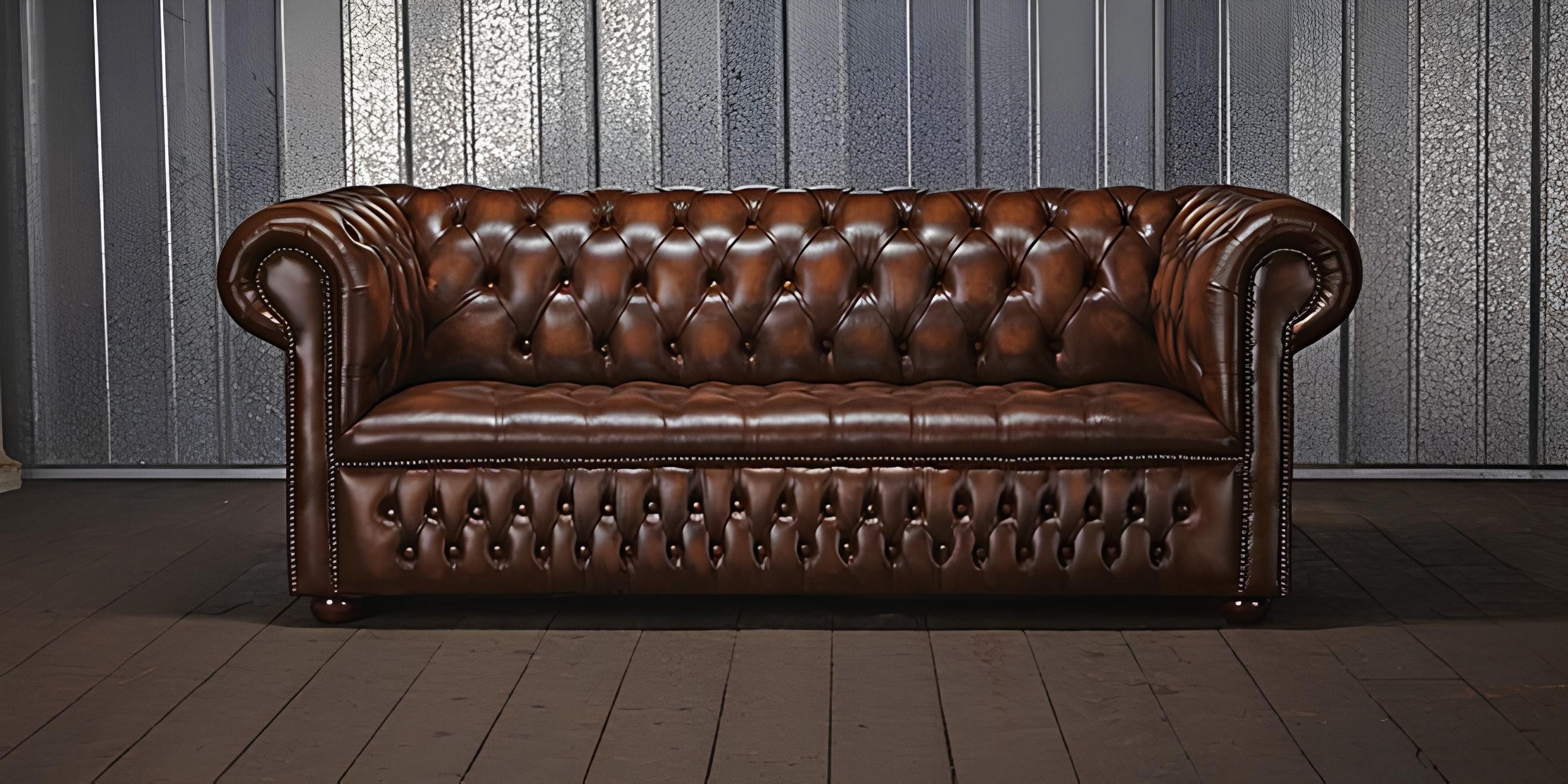 JVmoebel Sofa Antik Chesterfield Leder Sofa Couch Polster 100% Echtes Leder 3 Sitzer, Made in Europa