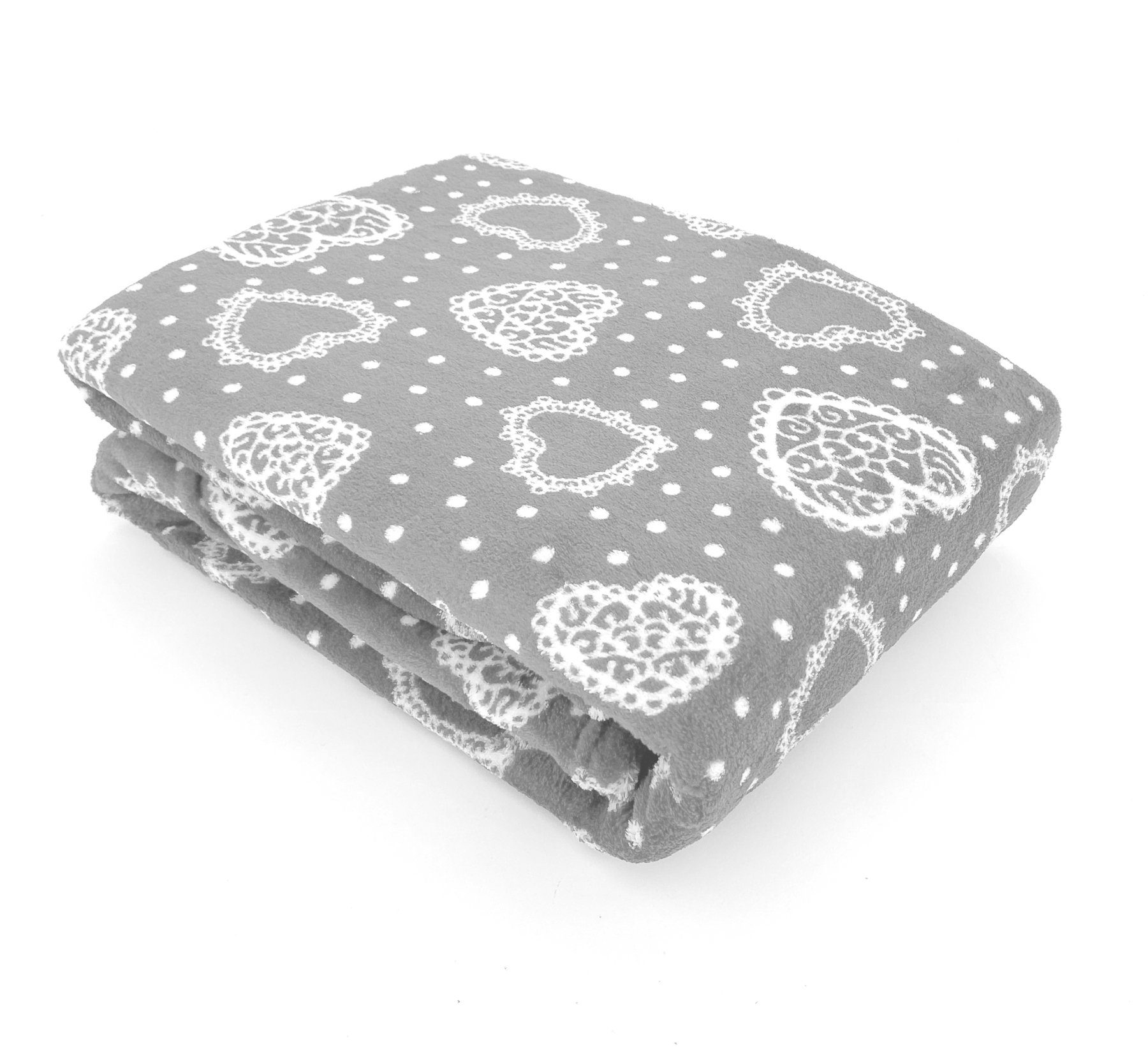 Wohndecke Kuscheldecke Herzen Flanell Sofadecke Landhaus, günstig online kaufen