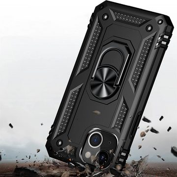 CoolGadget Handyhülle Armor Shield Case für Apple iPhone 14 6,1 Zoll, Outdoor Cover mit Magnet Ringhalterung Handy Hülle für iPhone 14
