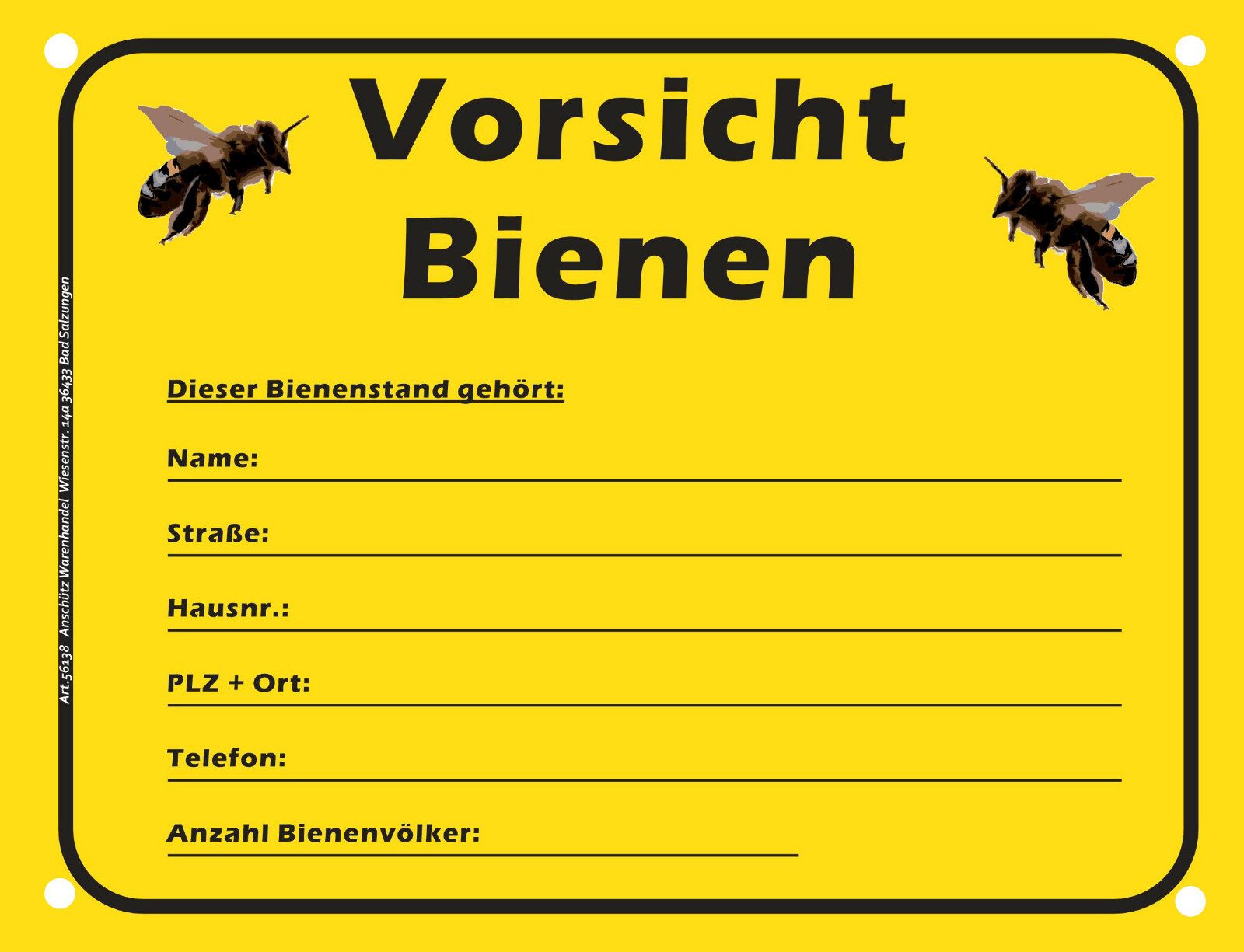 Anschütz Hinweisschild Hinweisschild Bienenstand, ca. 20 x 15 cm