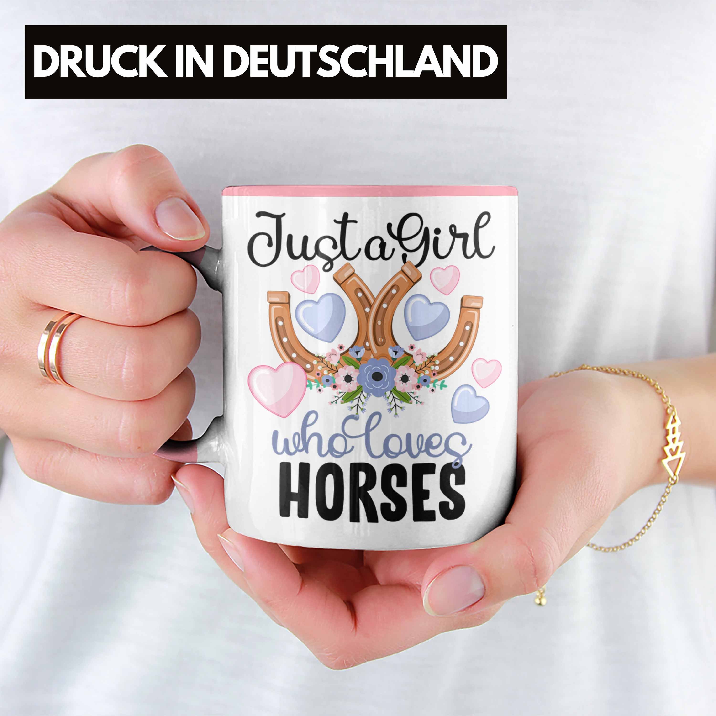 Reiterin Tasse Tasse Reiten für Geschenk Mädchen Trendation Pferde Rosa