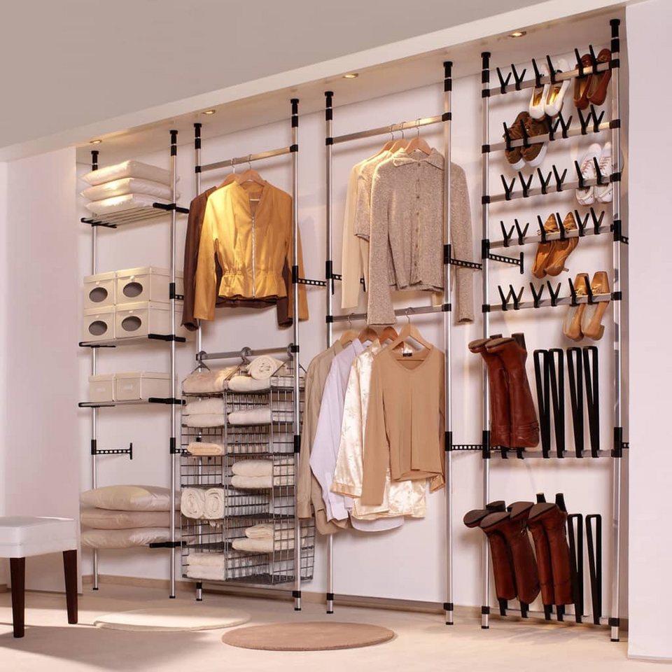 vidaxl kleiderschrank teleskop-garderobe mit stangen aluminium