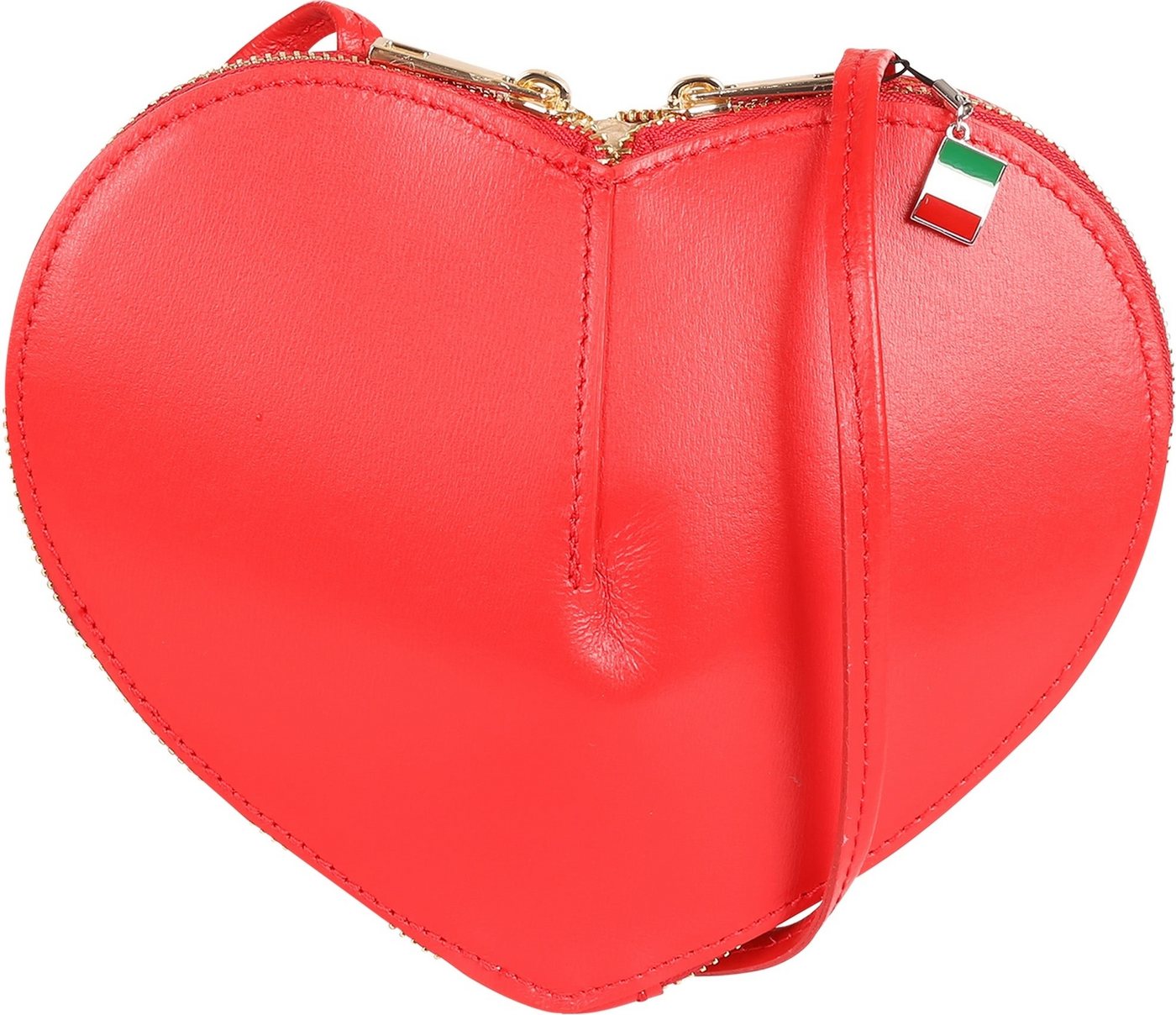 FLORENCE Umhängetasche Florence Damen Umhängetasche Leder Herz (Umhängetasche), Damen Umhängetasche Leder, rot ca. 22cm x ca. 16cm hoch