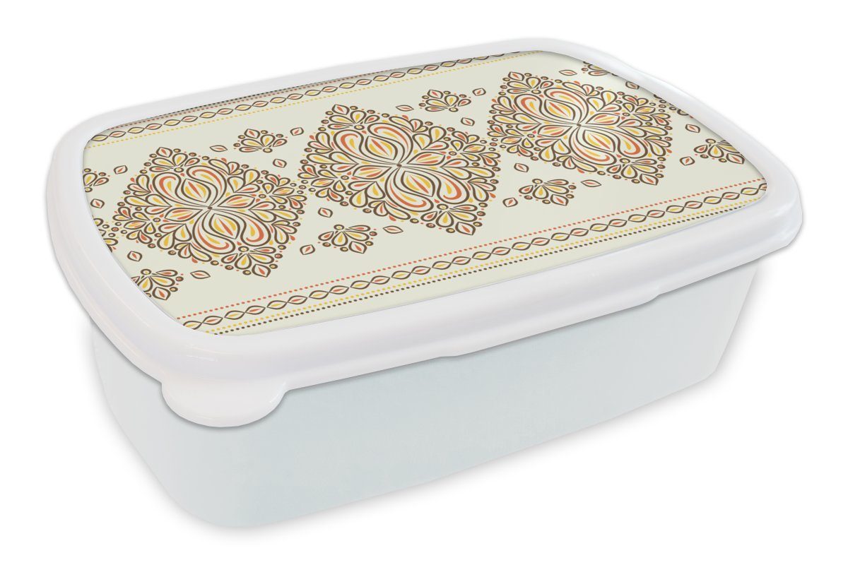 MuchoWow Lunchbox Boho - Gold - Design - Luxus, Kunststoff, (2-tlg), Brotbox für Kinder und Erwachsene, Brotdose, für Jungs und Mädchen weiß