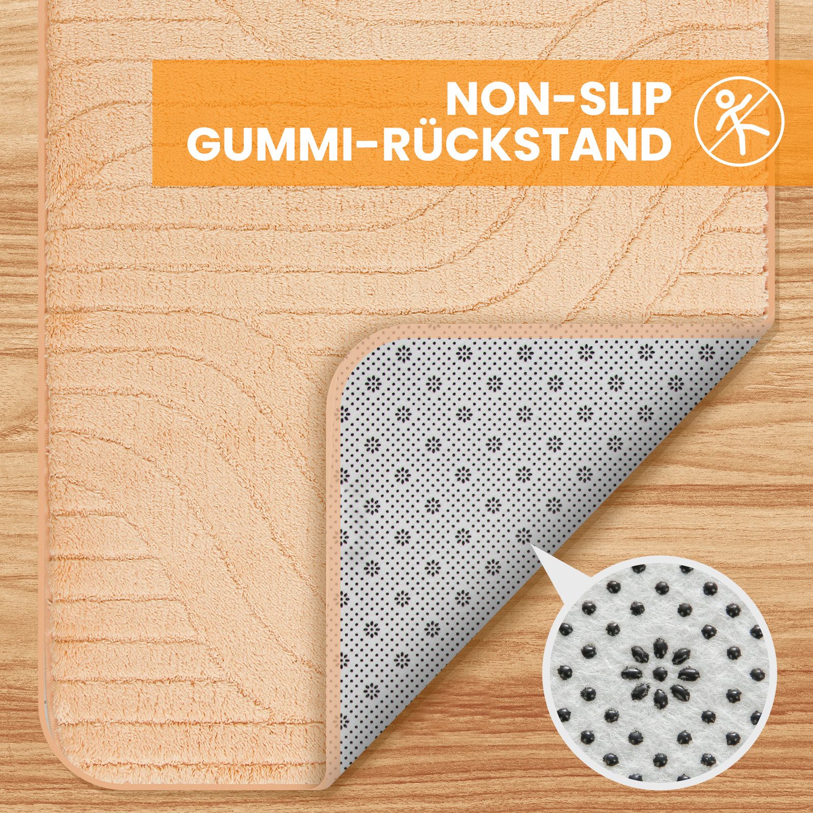 HOMELUX Badematte Badgarnitur 2-teilig mit Ausschnitt, weich & rutschfest, 2BL61, Größe: 60x100cm+60x50cm – Bild 3 von 5