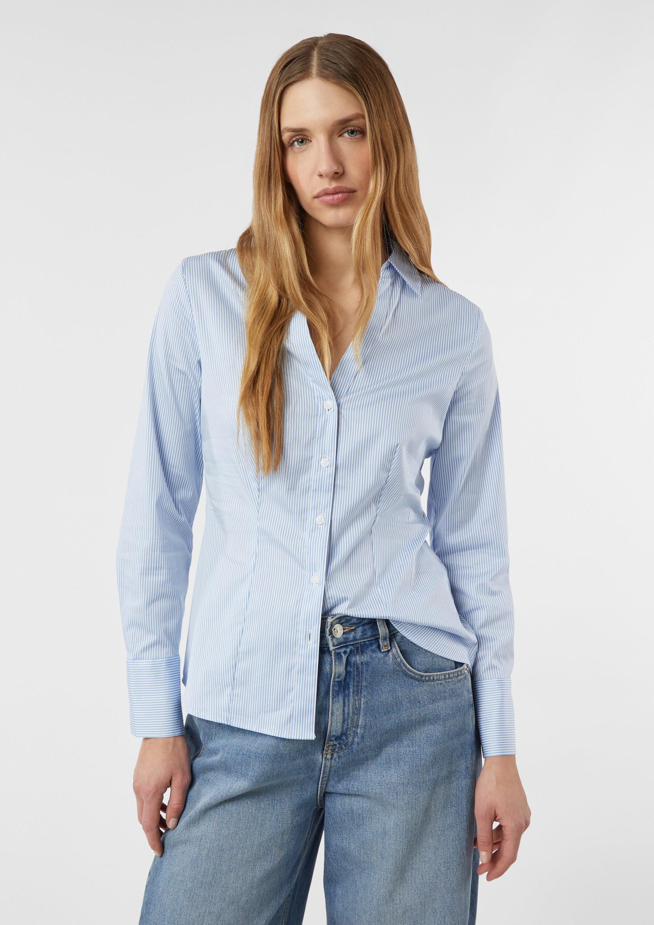 comma Langarmbluse Bluse Feminine Streifenbluse aus elastischem Baumwollmix