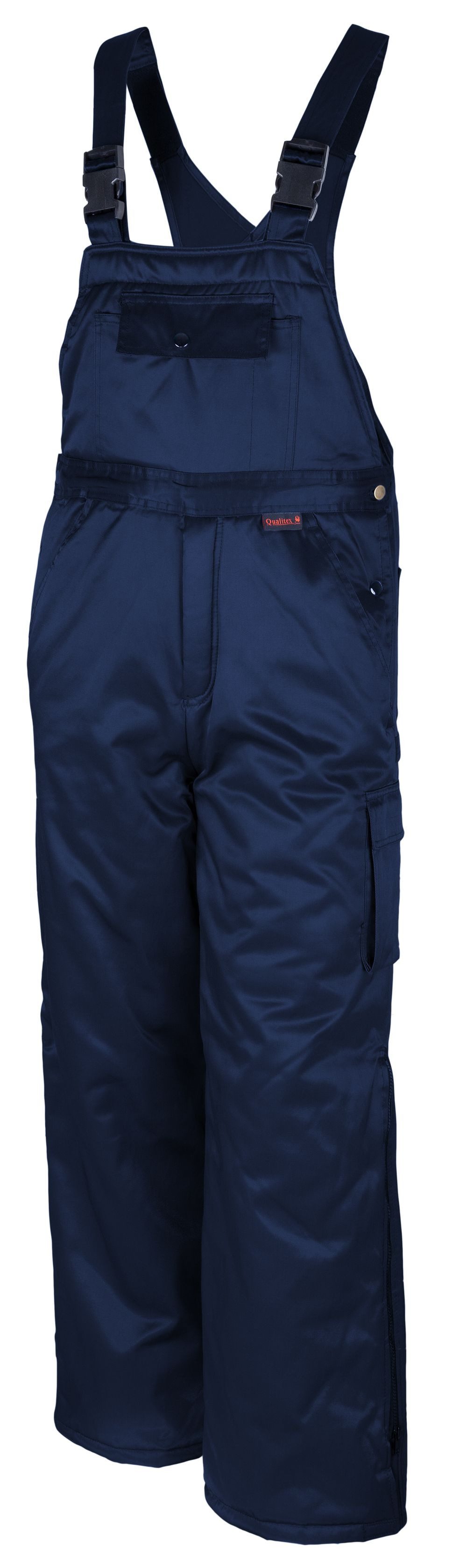 Qualitex Workwear Arbeitslatzhose warme Winterlatzhose aus Mischgewebe - gefütterter Blaumann (1-tlg) Latzhose mit 7 Taschen - Strapazierfähig - Winterfest - Waschbar
