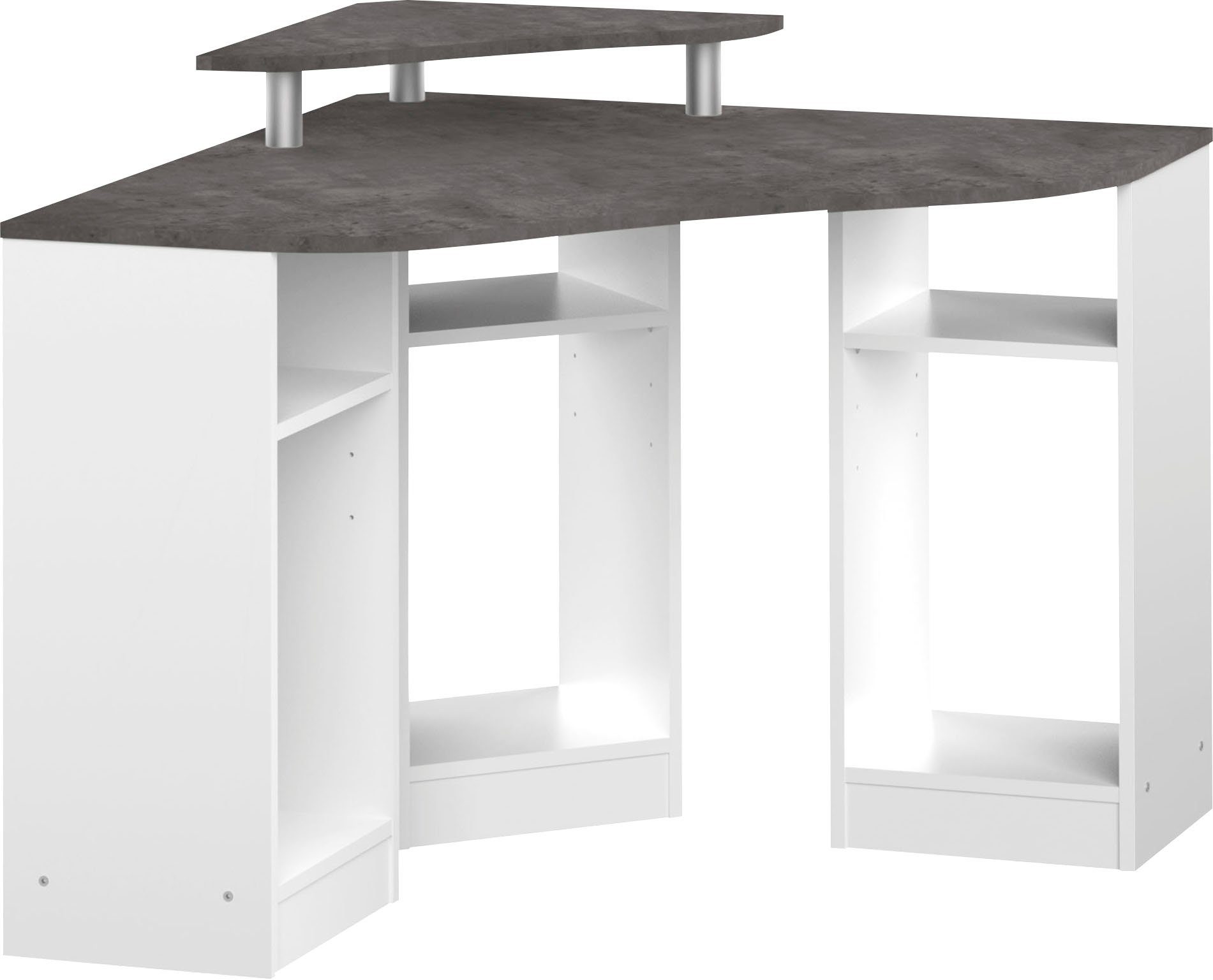 TemaHome Schreibtisch Corner, Melamingestell, Tischplatte in untersch. Farbvarianten, Breite 94 cm weiß/anthrazit | betonfarbig