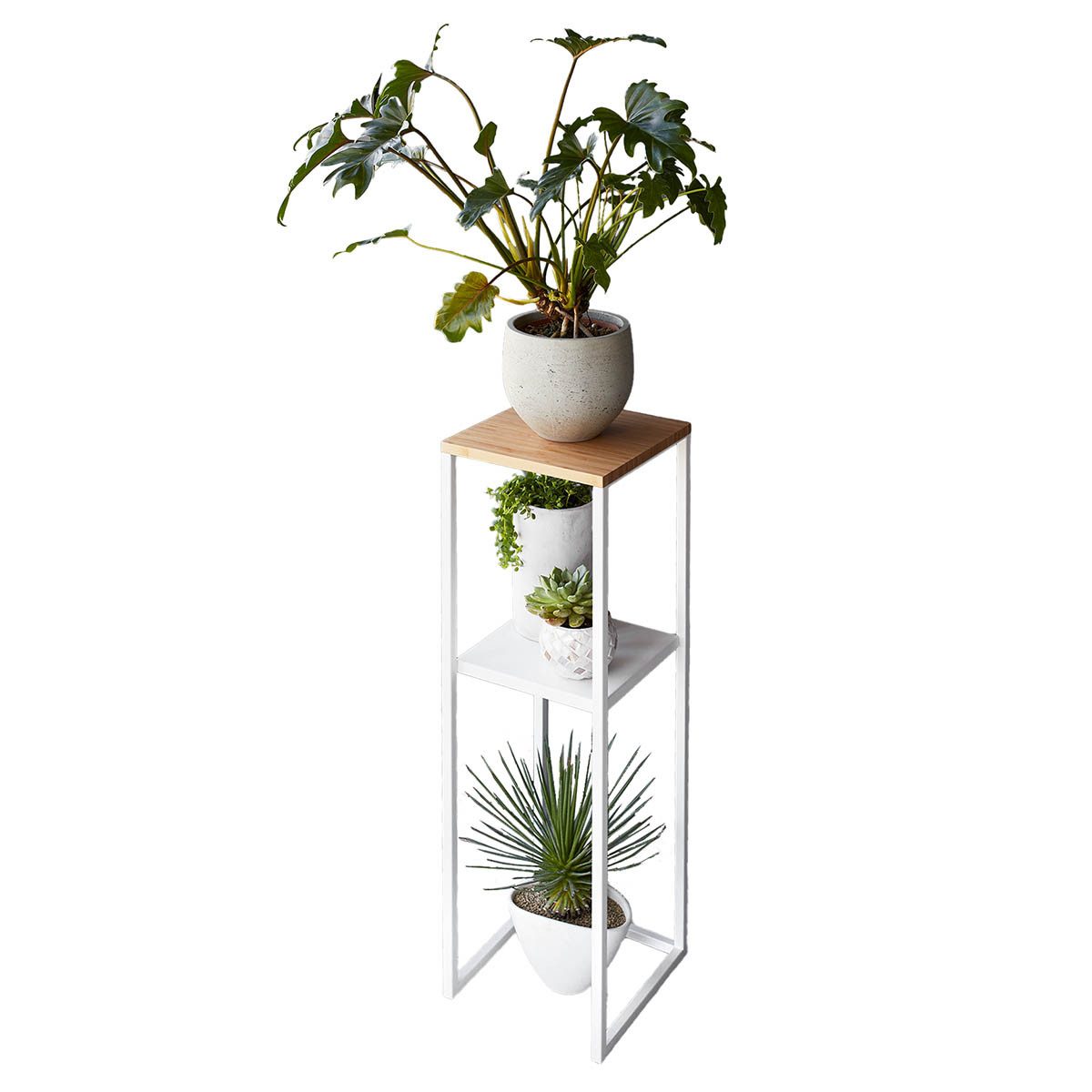 Yamazaki Regal Tower Pflanzenständer Regal Beistelltisch 2 Ebenen für Pflanzen, platzsparend, kleines Standregal, Beistelltisch, Pflanzentisch 80cm 2 Ebenen