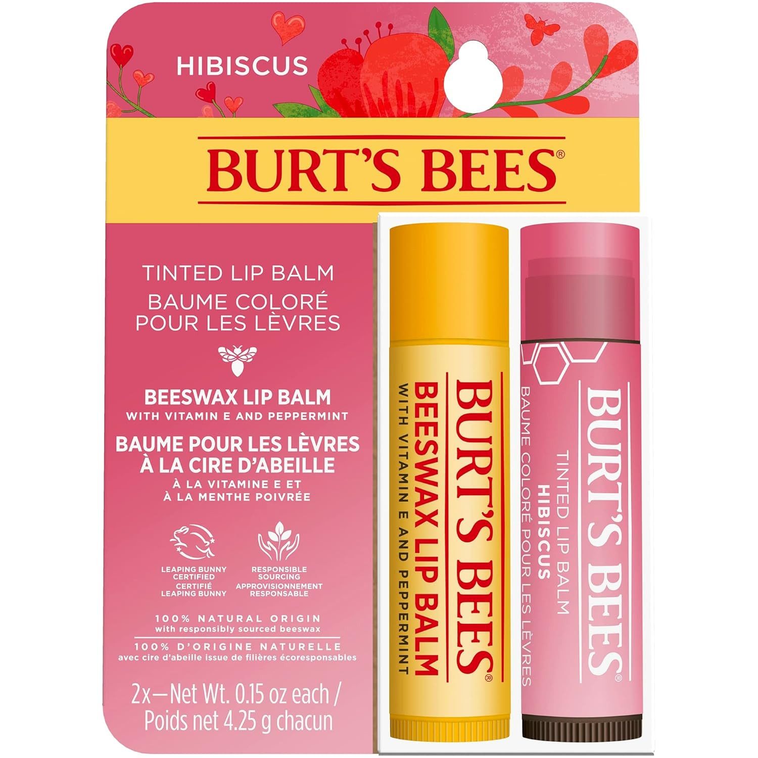 BURT'S BEES Lippenbalsam Bienenwachs+Hibiskus, Burt's Bees Lip Balm Bit of Burts