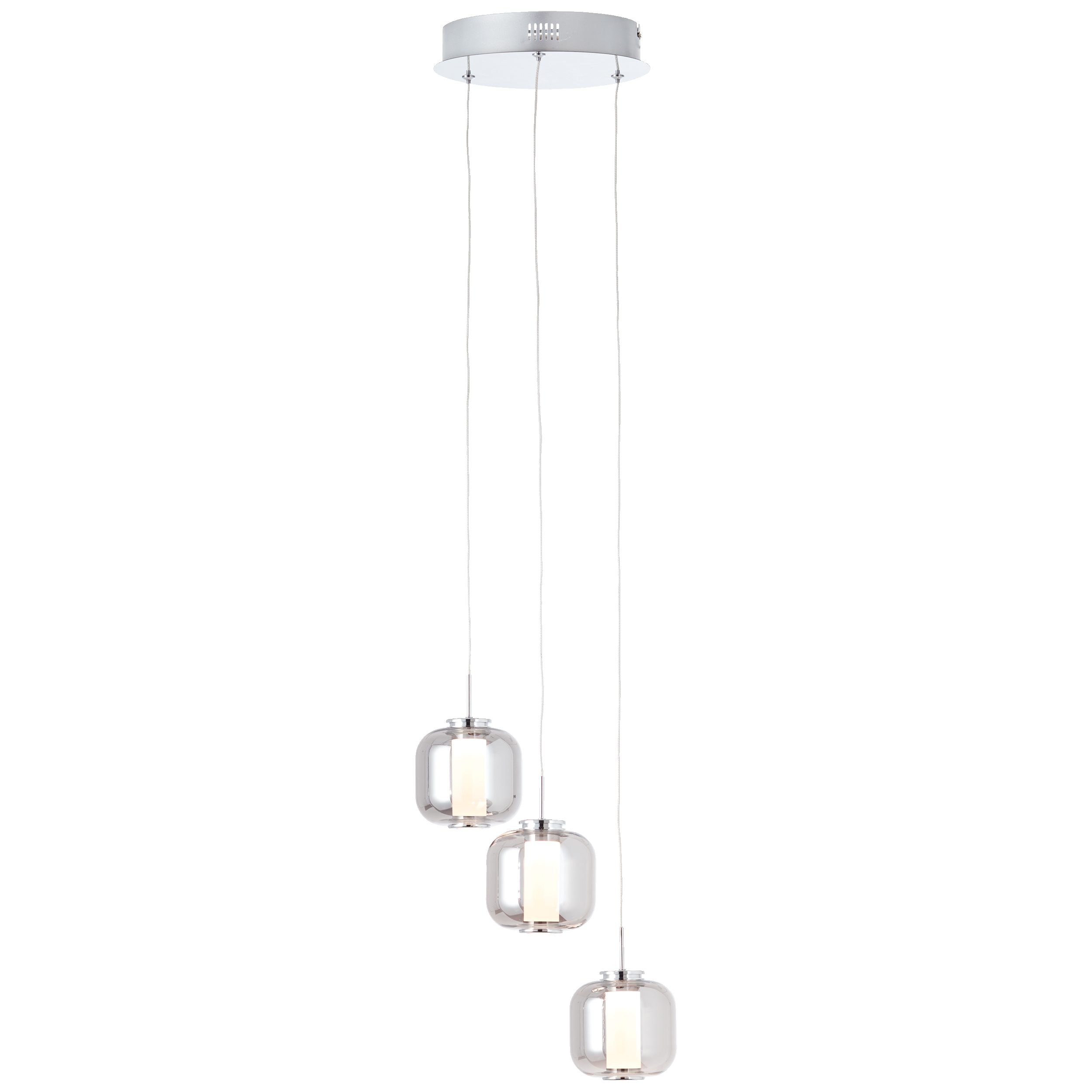 Lightbox Pendelleuchte, LED fest integriert, Warmweiß, Hängelampe 3 flammig Pendelleuchte Glas-Schirm 22cm Durchmesser 5,67W