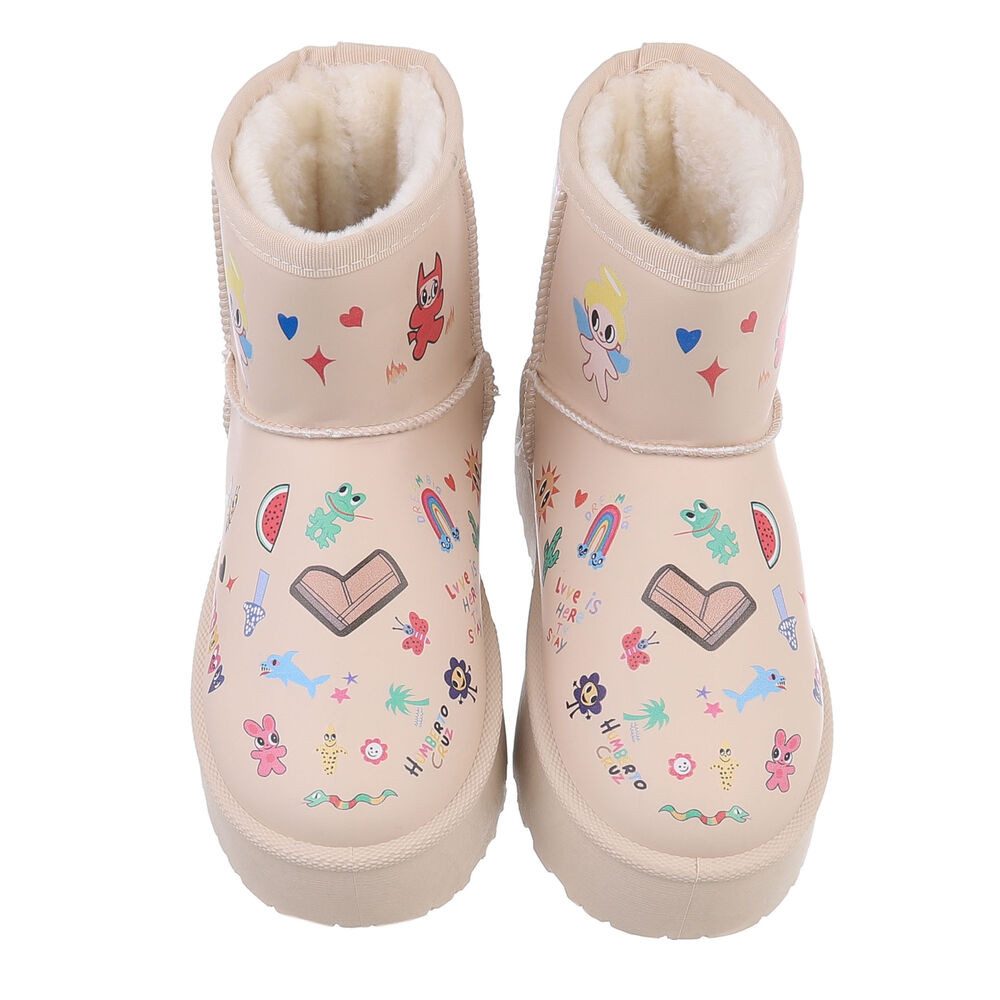 Ital-Design Kinder Snowboots Freizeit Stiefelette (87214299) Flach Stiefeletten in Hellbraun