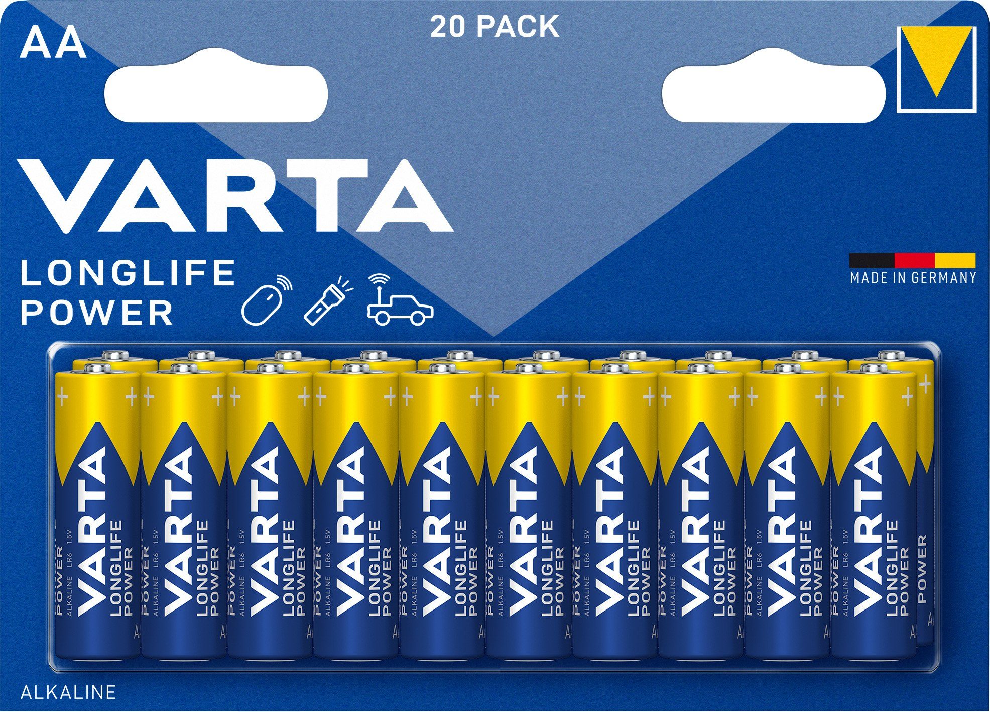 VARTA Varta Batterie Alkaline, Mignon, AA, LR06, 1.5V Longlife Power, Retai Batterie, (1,5 V)
