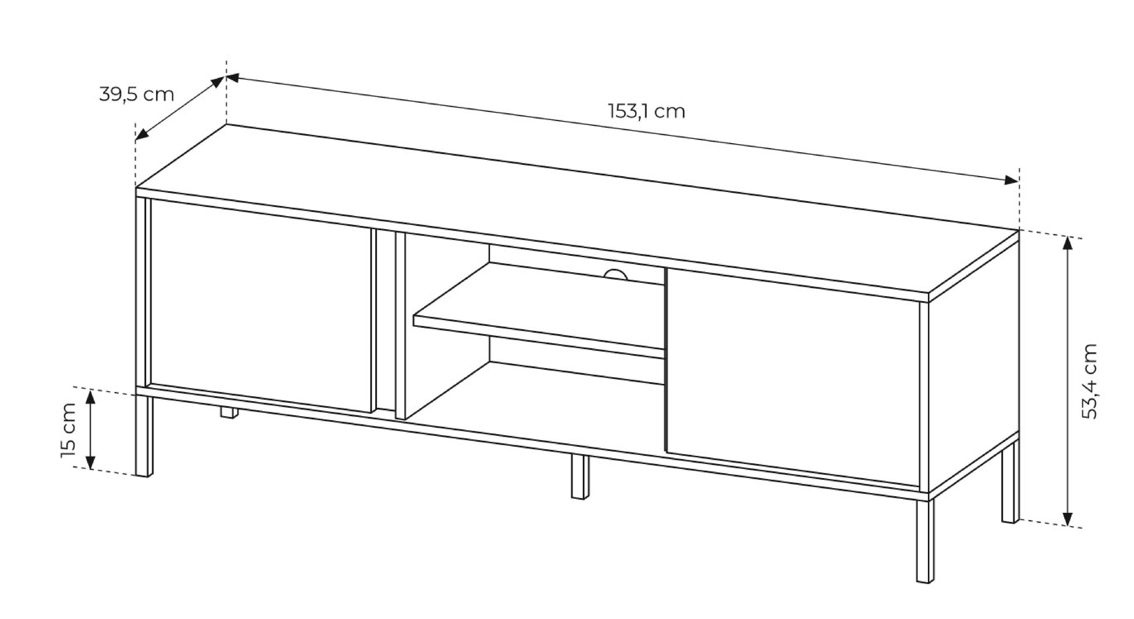 Furnix Wohnwand Mediawand DASTI Made Möbelwand Highboard x x und TV-Schrank B256,4 Beige, in cm, 1 H123,4 EU T39,5