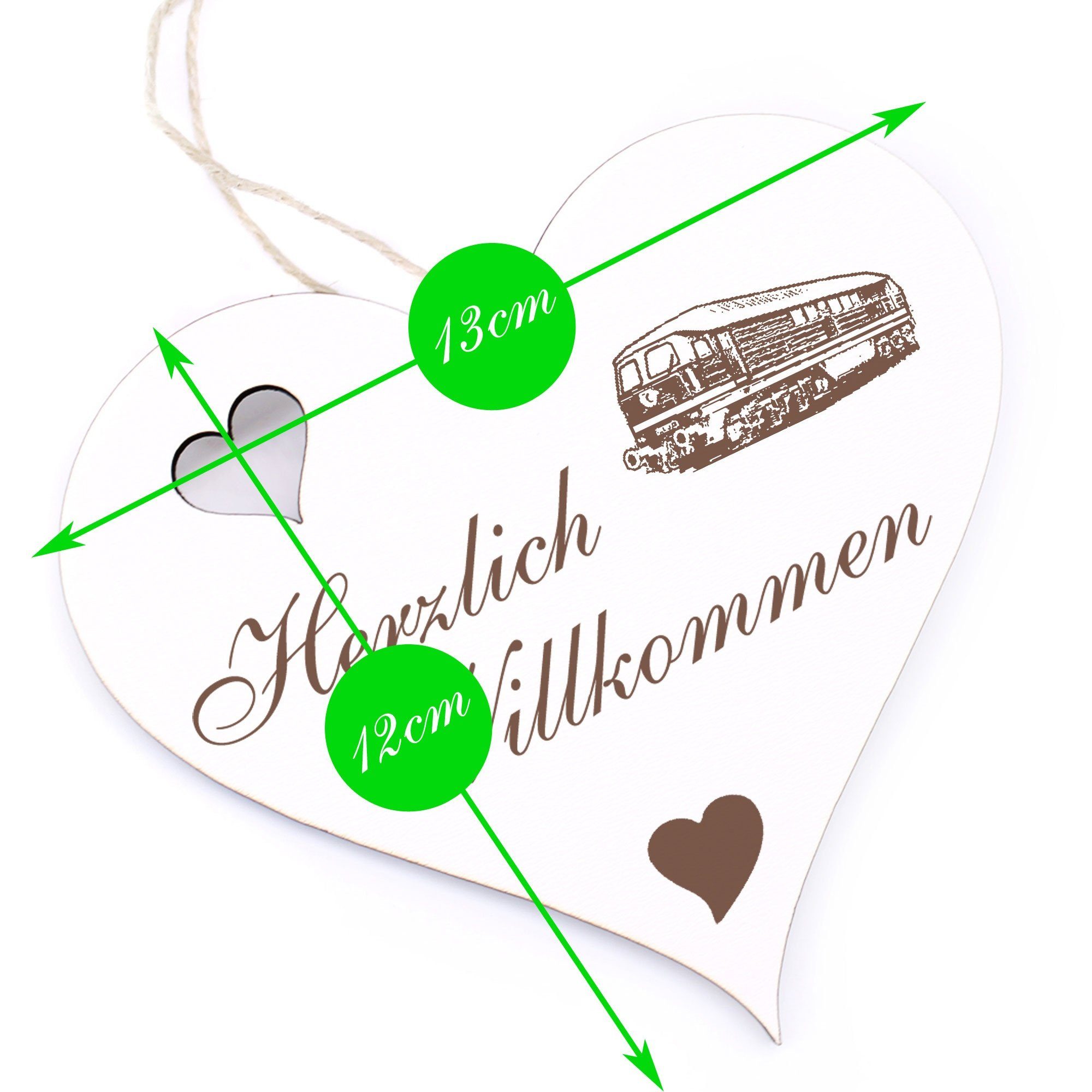 Eisenbahn - Hängedekoration - Dekolando Willkommen Herzlich 13x12cm