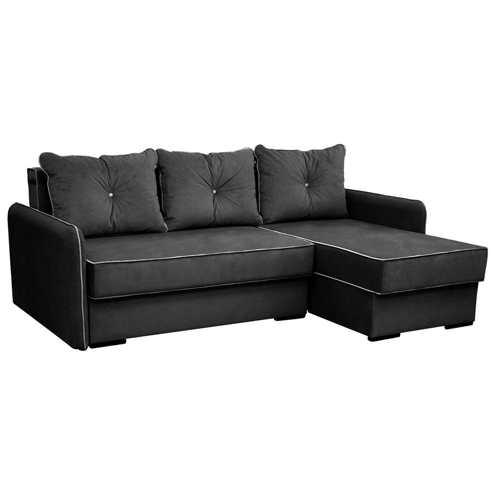 VitaliSpa® Ecksofa Kansas, Grau, 234 x 170 cm Rechte Ecke, mit Schlaffunktion