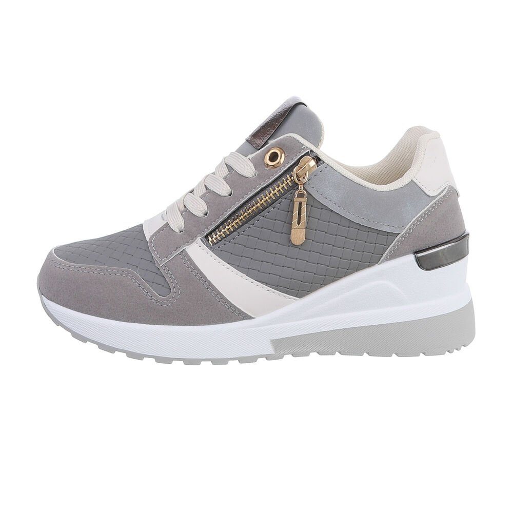 Grau Ital-Design Damen Keilabsatz/Wedge Low-Top Freizeit Sneakers Sneaker in Low