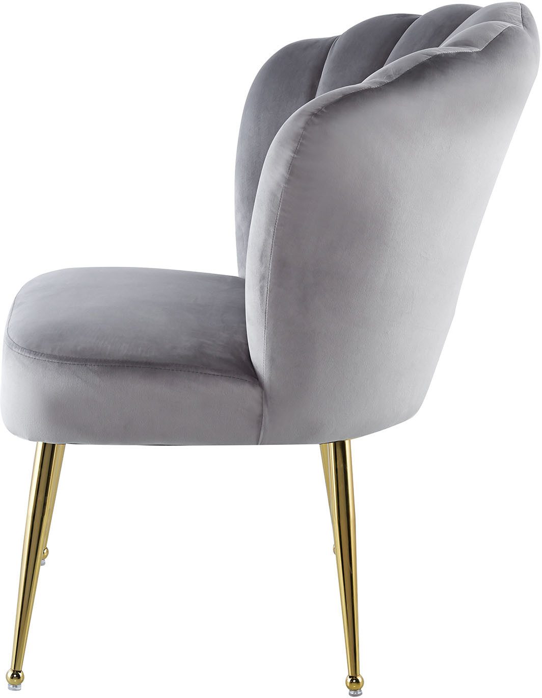 Kayoom Polsterstuhl Stuhl Lalie 125, Rückenlehne im Retro-Stil, ausgefallene Rückenlehne (1 St), Rückenlehne in Muschel-Design, Samtbezug, goldene Metallbeine