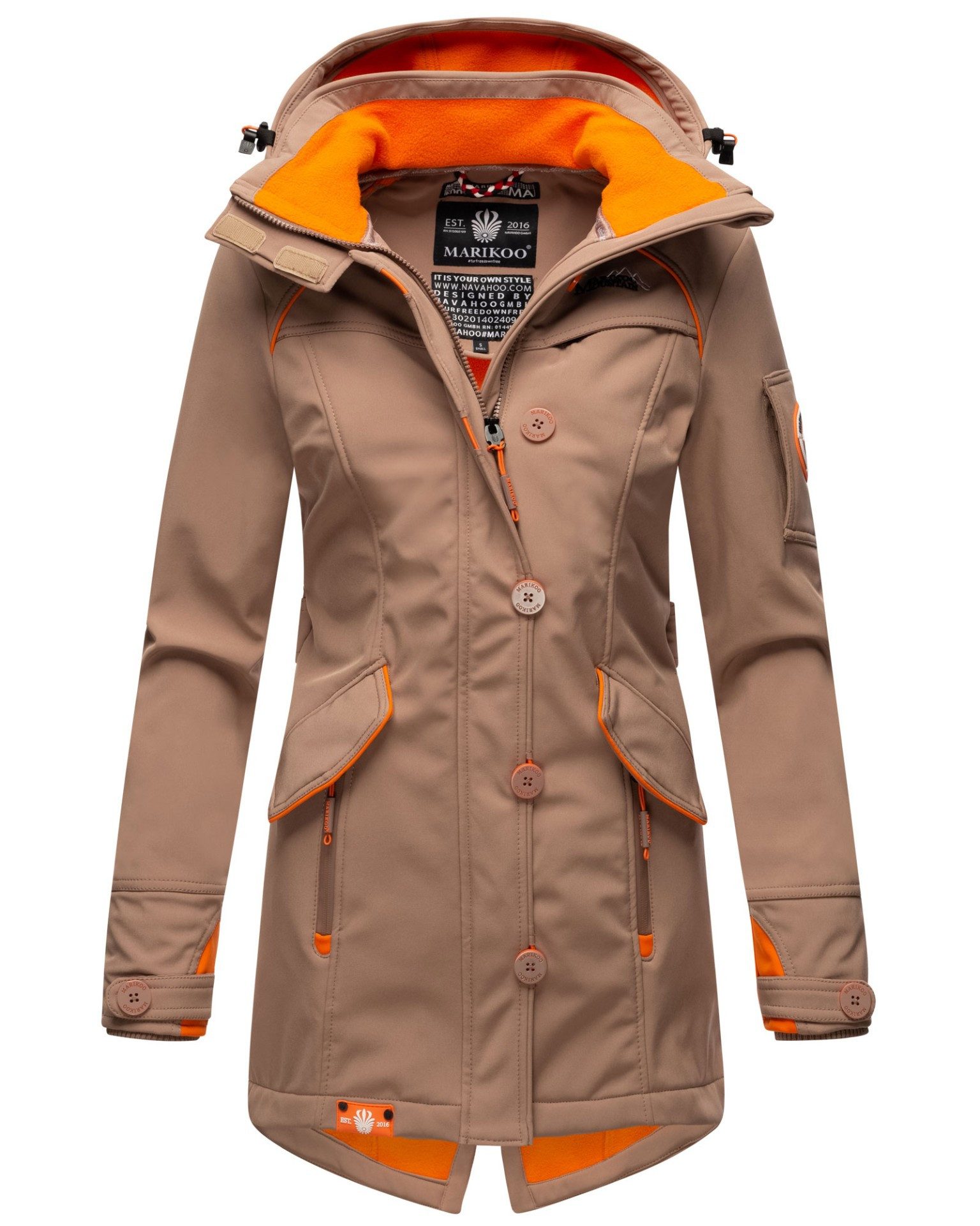 Marikoo Softshelljacke mit Kapuze – Outdoorjacke wind- und wasserabweisend Softshelljacke mit Fleecefutter und abnehmbarer Kapuze