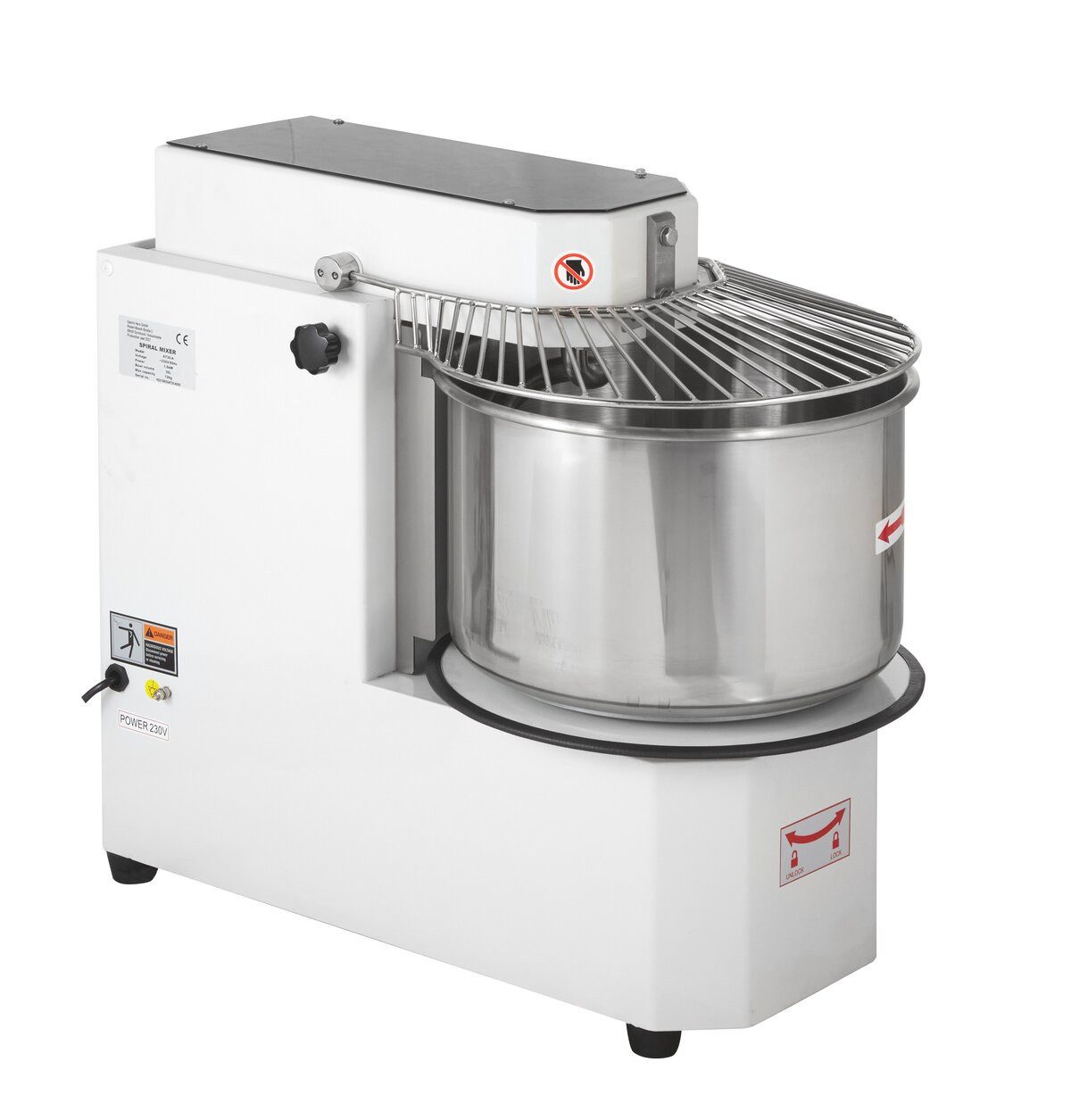 GastroHero Küchenmaschine Spiralteigknetmaschine ECO 30 Liter 230 V variabler Kopf Edelstahl, 1500 W, 30 l Schüssel, Europäische Hygienevorschriften, robuster T – Bild 3 von 5