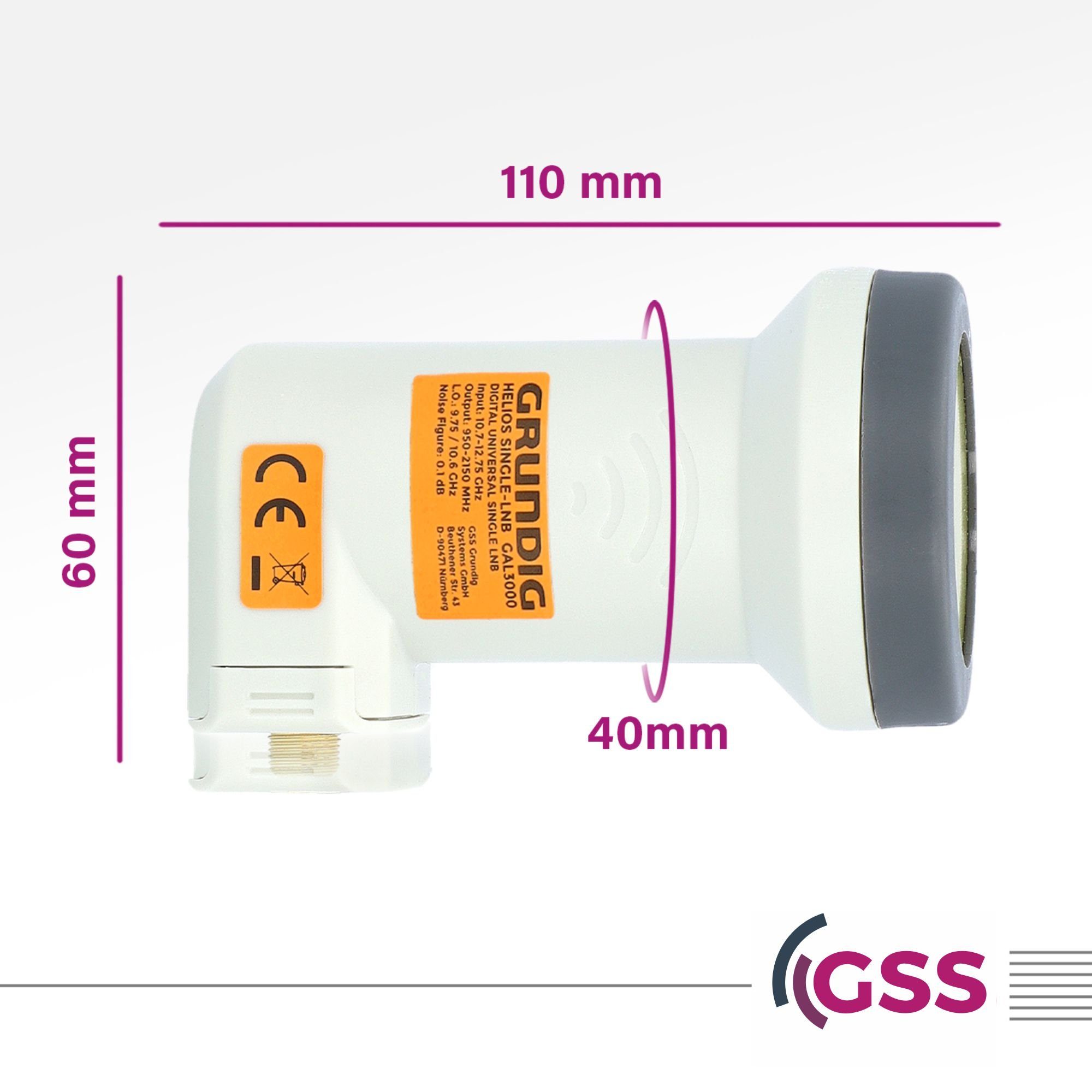 GSS 2x LNB Universal-Single-LNB F-Stecker vergoldet) (LTE Aufdrehhilfe Wetterschutz & mit Filter, Single Helios