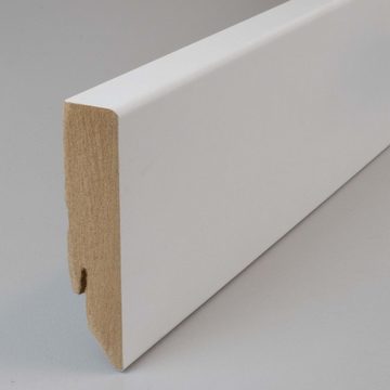 PROVISTON Sockelleiste MDF, 16 x 70 x 2400 mm, Weiß, Fußleiste, MDF foliert
