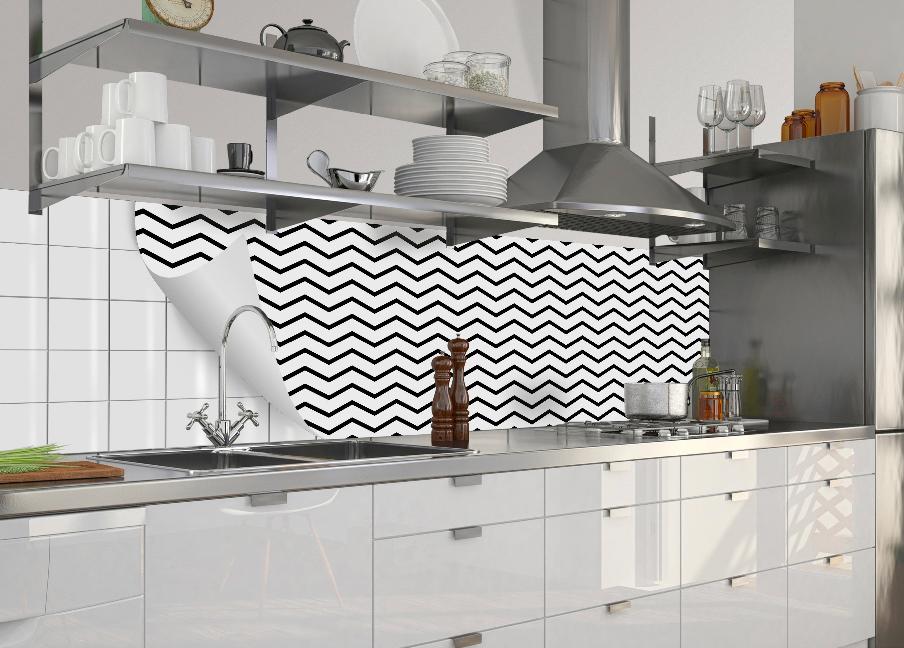 selbstklebende und Küchenrückwand-Folie Pierre, weiß flexible MySpotti fixy Küchenrückwand