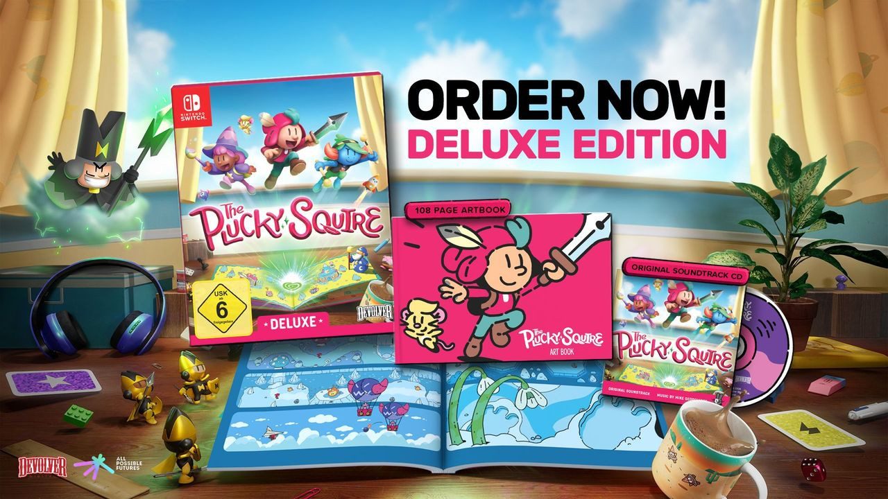 The Plucky Squire - Der kühne Knappe - Devolver Deluxe Edition Nintendo Switch, Sammlerbox inkl. 108-seitigen Softcover-Artbook & Soundtrack CD