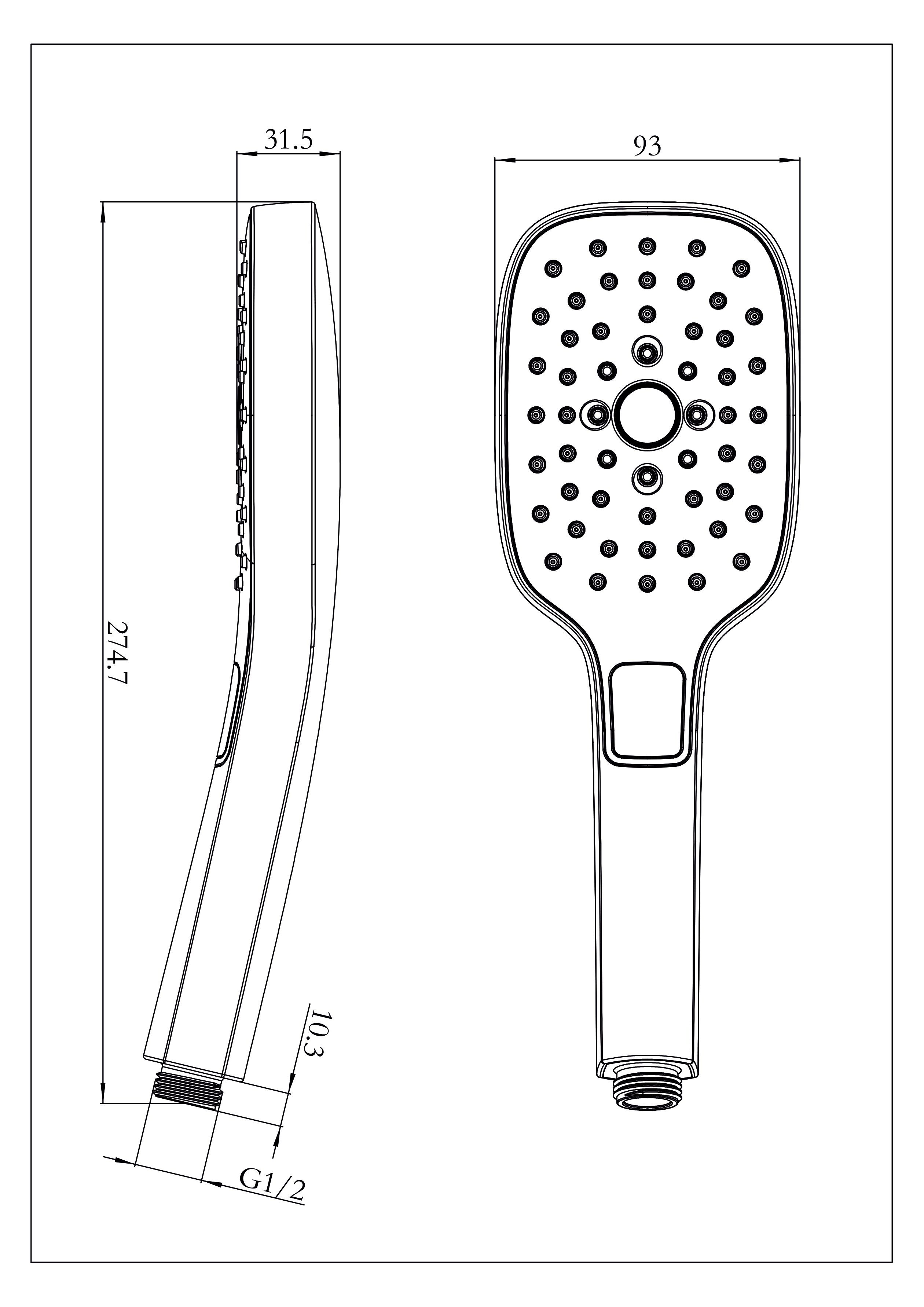 Marwell Handbrause Silver Quattro, 3 verschiedenen Strahlarten, verchromt