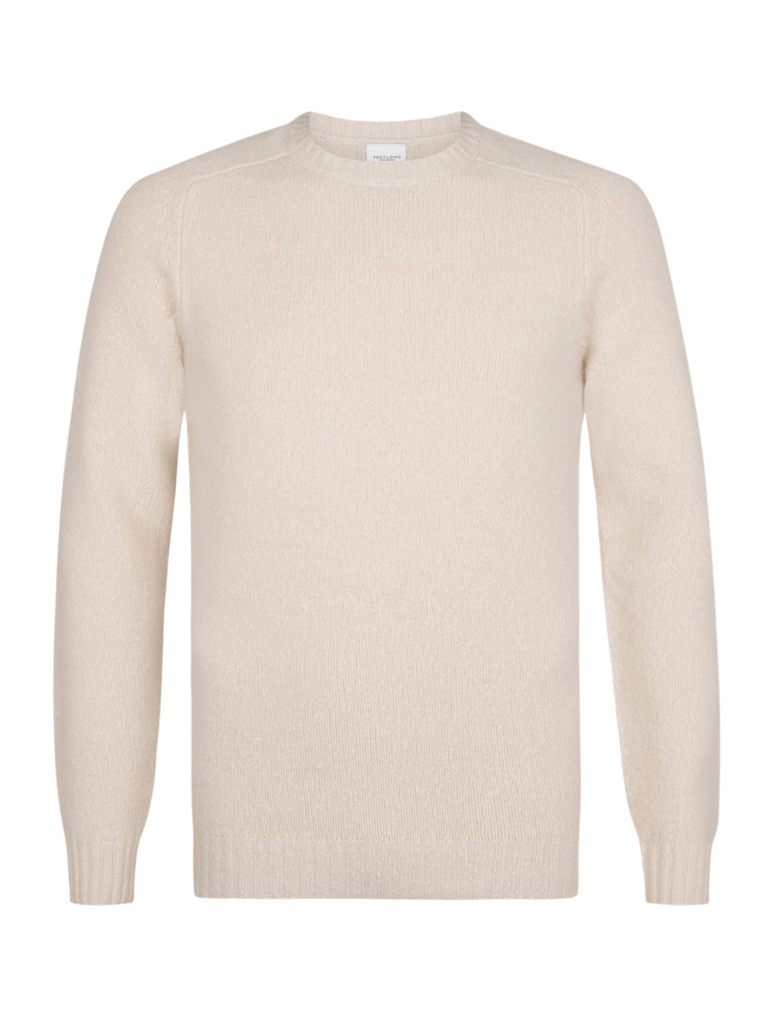 Profuomo Strickpullover natur,Casual,Wolle,Unifarben,Rundhals,Lang,Regular Fit