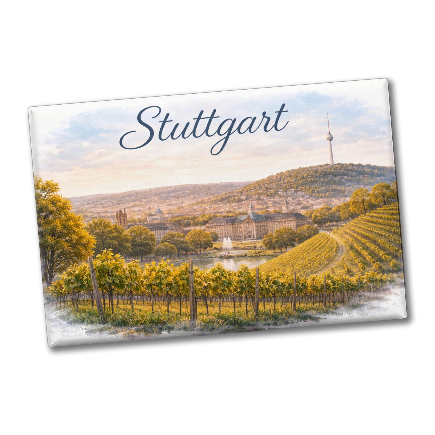 speecheese Magnet Stuttgart Skyline Weinberge Fernsehturm Souvenir Souvenir Magnet